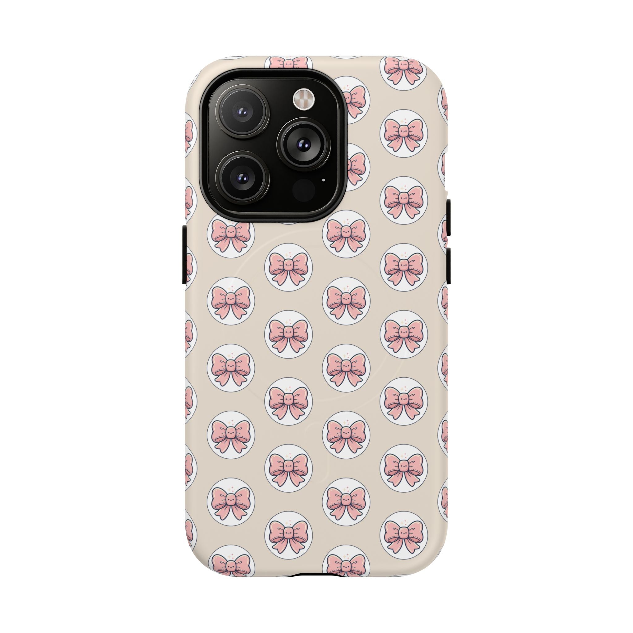 Pink Bow Pattern Tough Magnetic Phone Case — Cute Girly Magnetic Protective Case