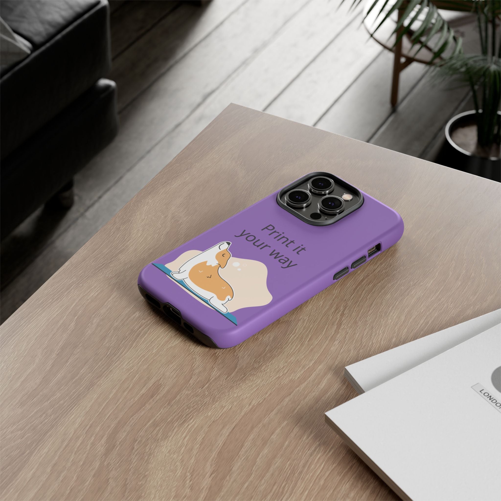 Corgi Stretch Phone Case – "Print it your way" Purple Protective Case