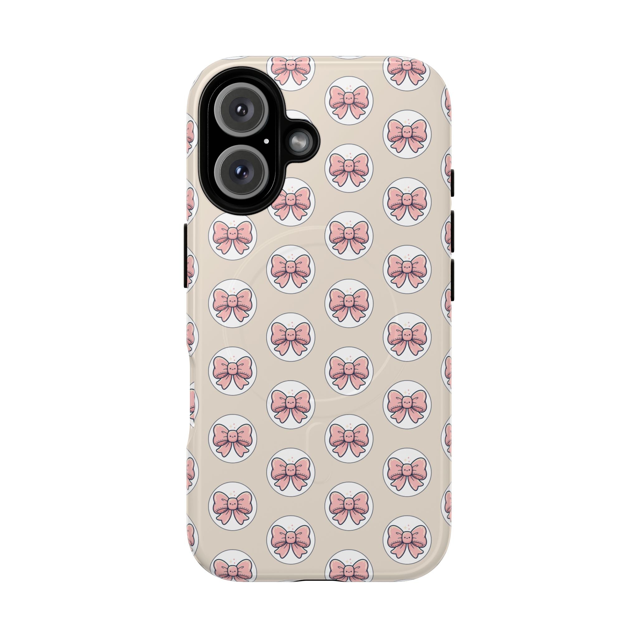 Pink Bow Pattern Tough Magnetic Phone Case — Cute Girly Magnetic Protective Case