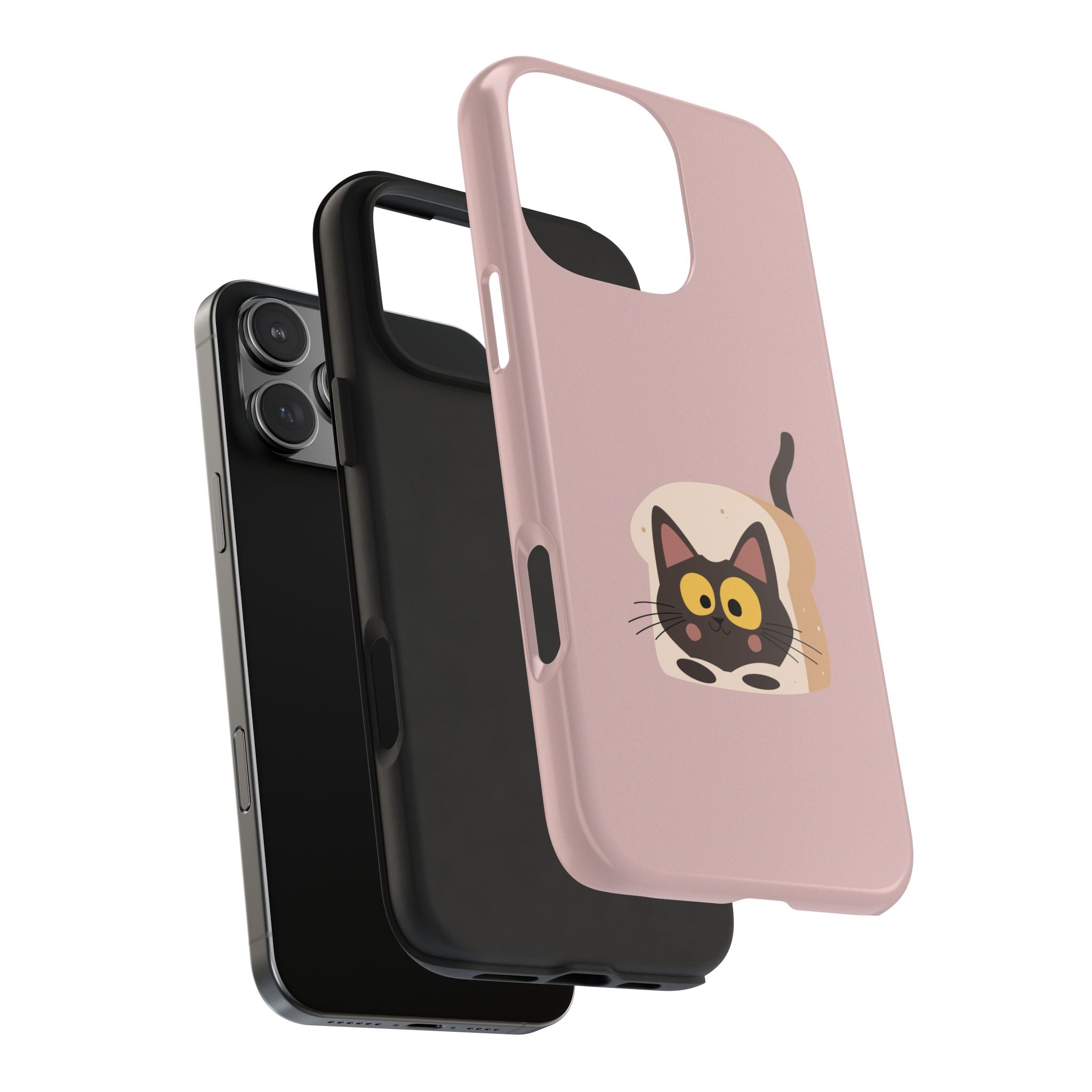Tough Phone Case — Cute Black Cat in Bread Illustration (Protective iPhone Case)