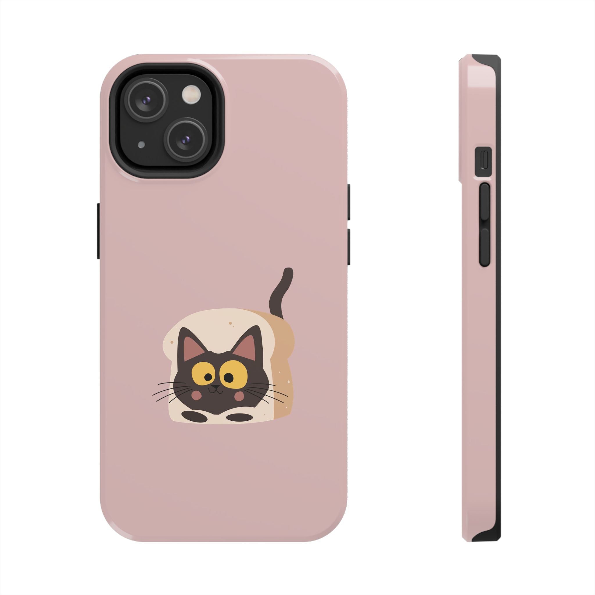 Tough Phone Case — Cute Black Cat in Bread Illustration (Protective iPhone Case)