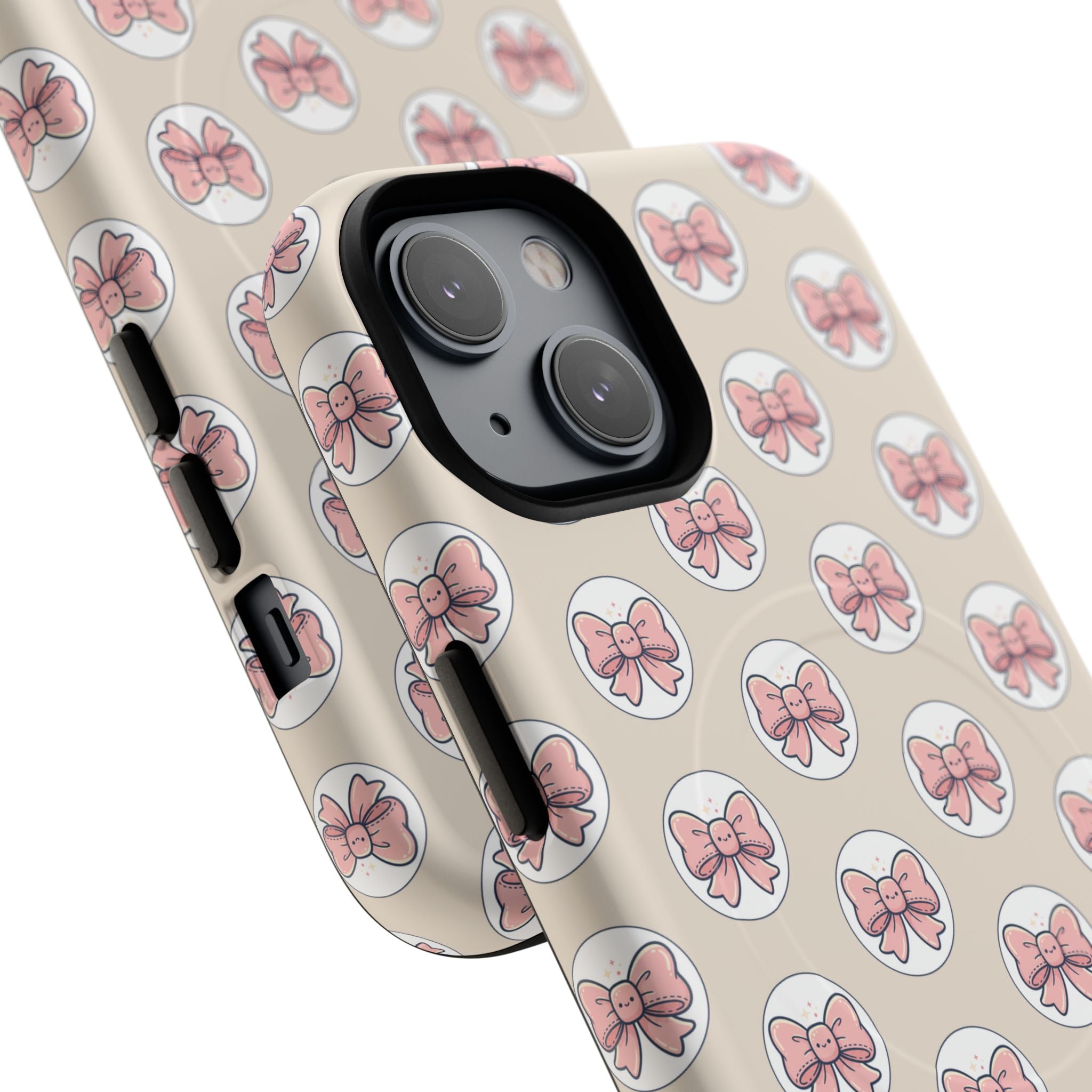 Pink Bow Pattern Tough Magnetic Phone Case — Cute Girly Magnetic Protective Case