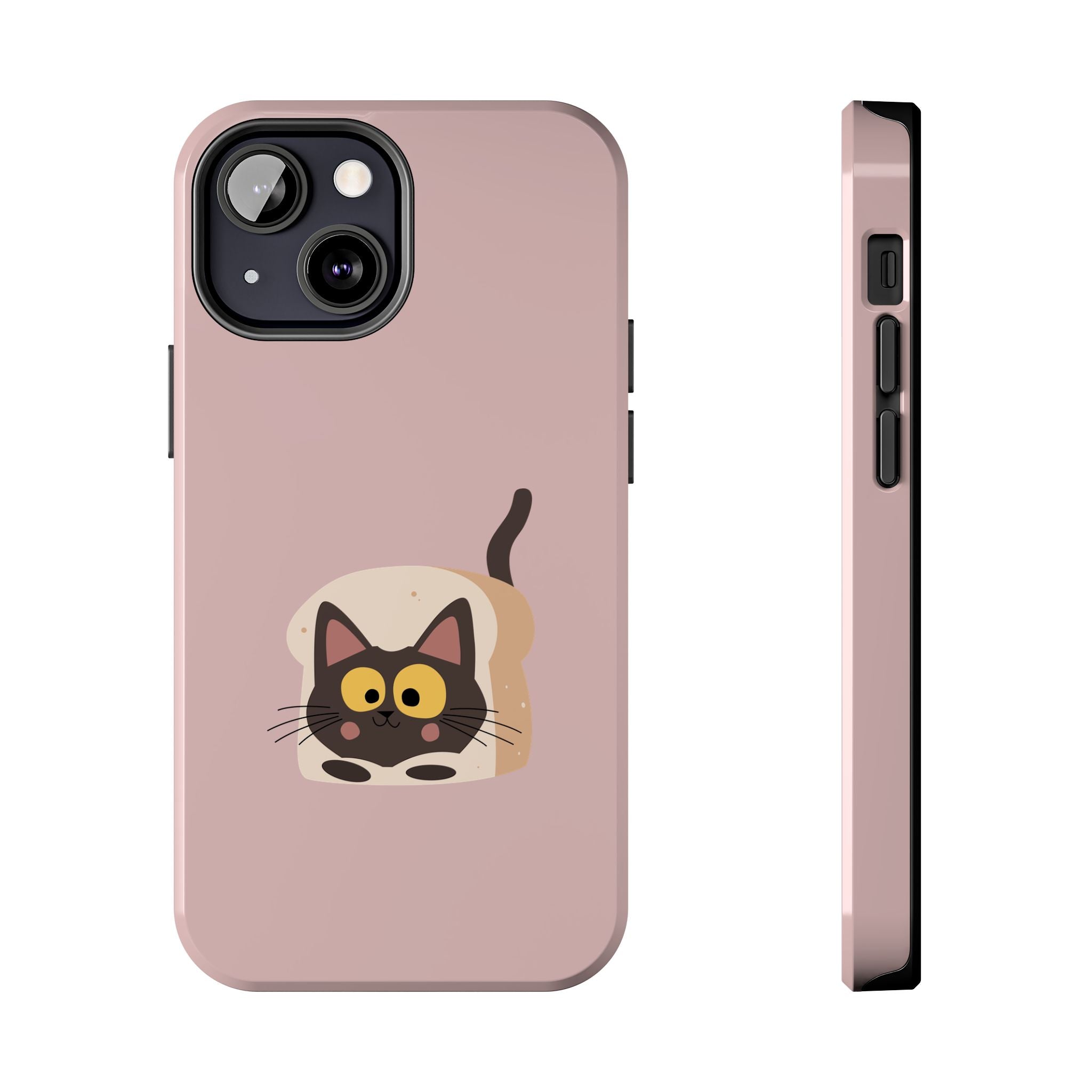 Tough Phone Case — Cute Black Cat in Bread Illustration (Protective iPhone Case)