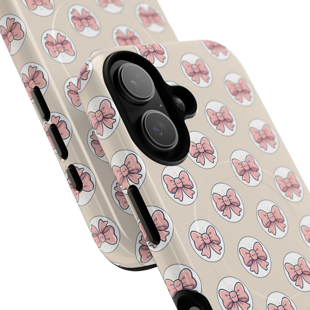 Pink Bow Pattern Tough Magnetic Phone Case — Cute Girly Magnetic Protective Case