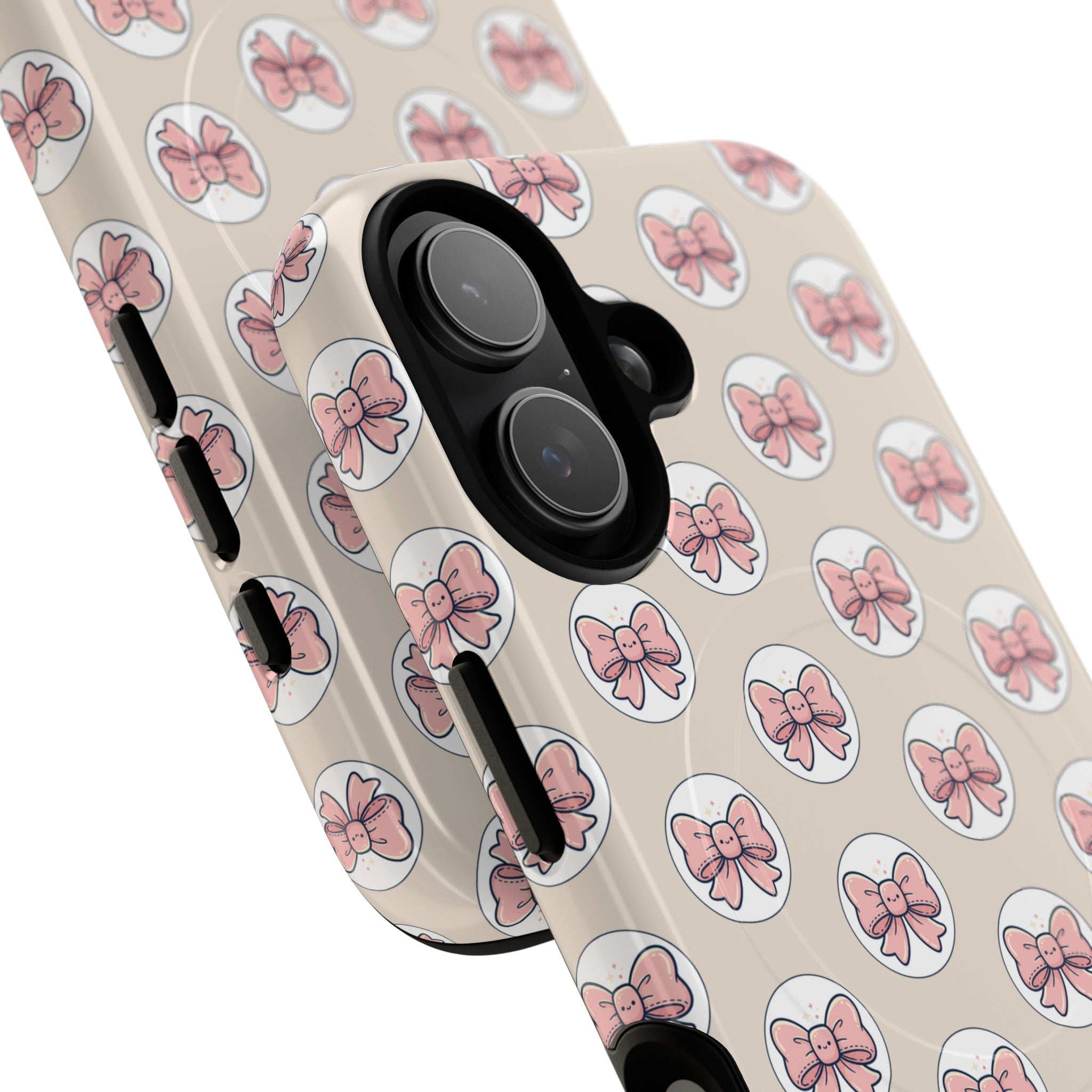 Pink Bow Pattern Tough Magnetic Phone Case — Cute Girly Magnetic Protective Case