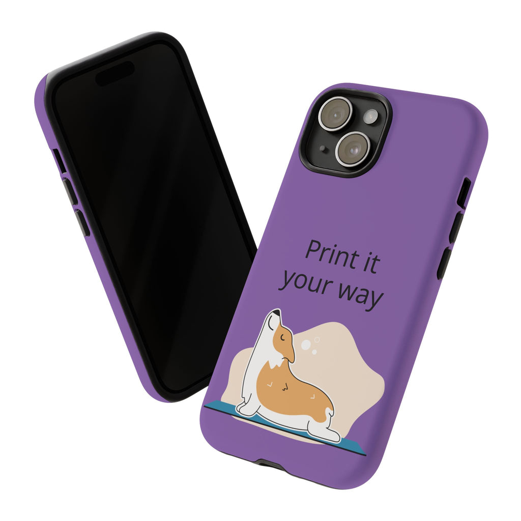 Corgi Stretch Phone Case – "Print it your way" Purple Protective Case