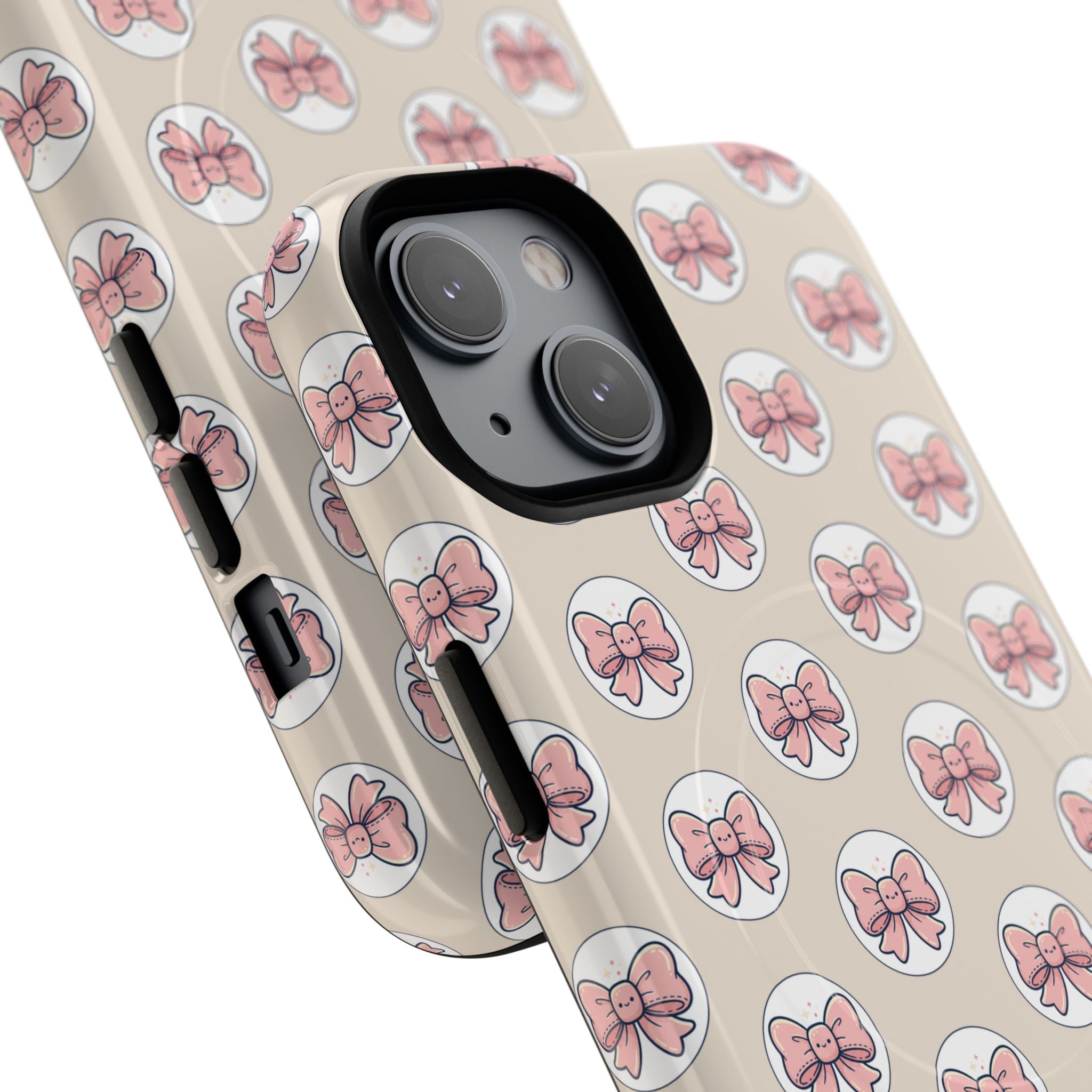 Pink Bow Pattern Tough Magnetic Phone Case — Cute Girly Magnetic Protective Case