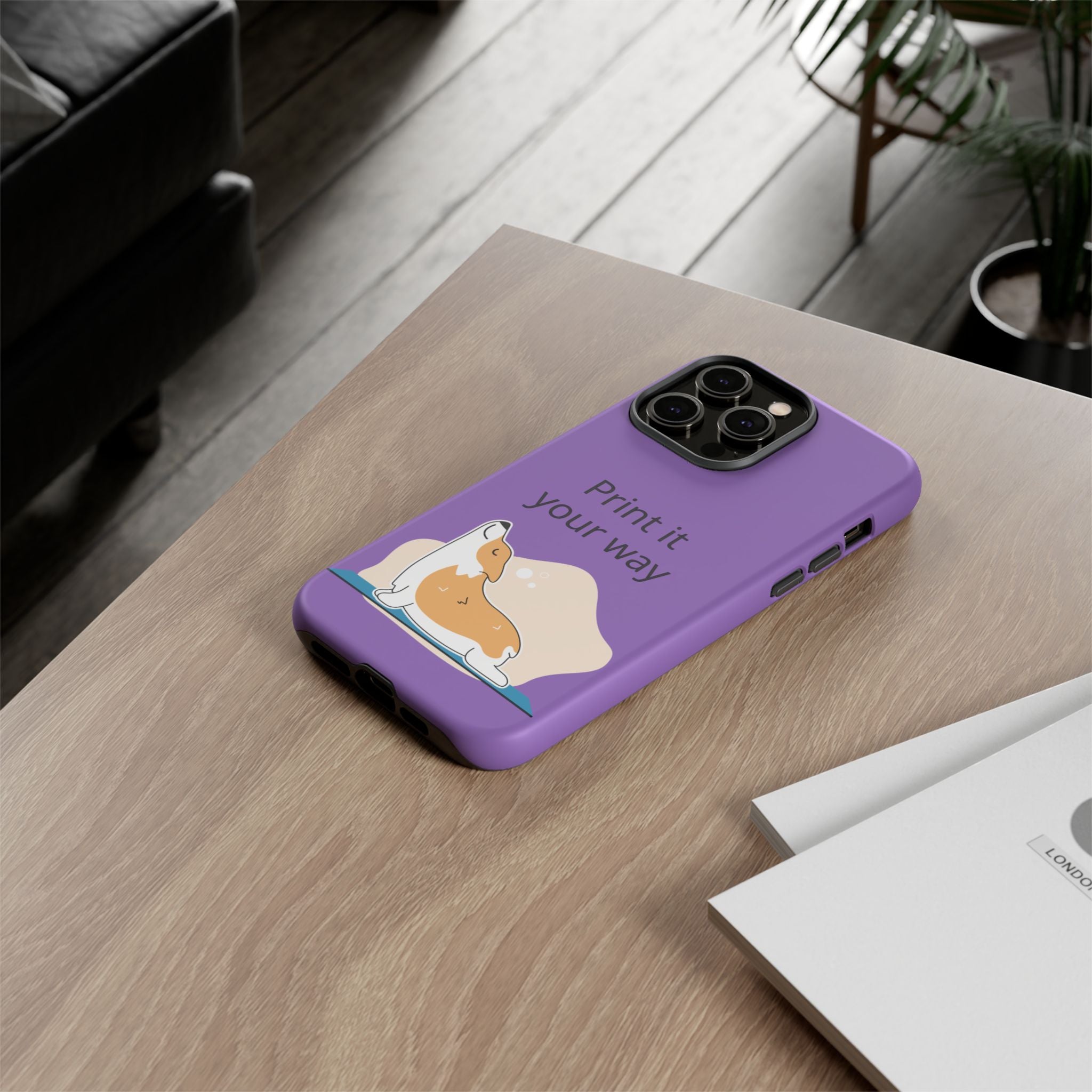 Corgi Stretch Phone Case – "Print it your way" Purple Protective Case