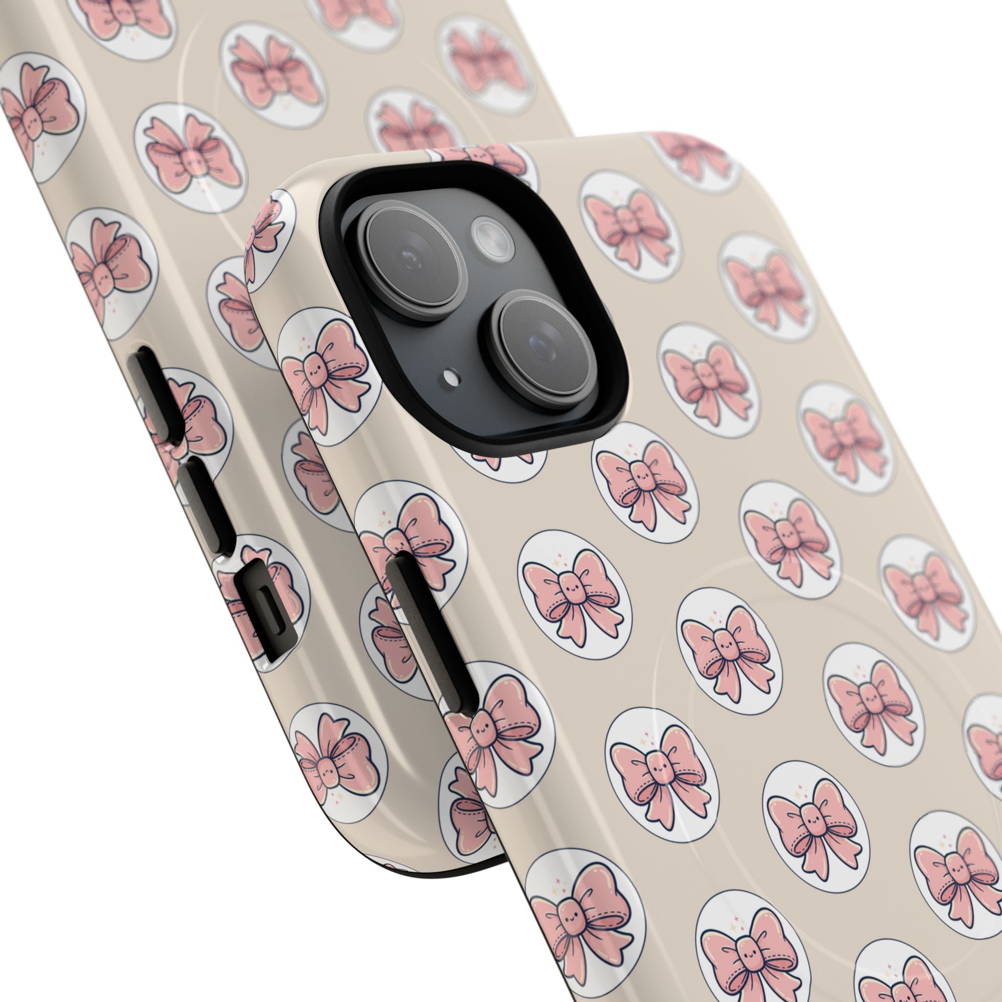 Pink Bow Pattern Tough Magnetic Phone Case — Cute Girly Magnetic Protective Case
