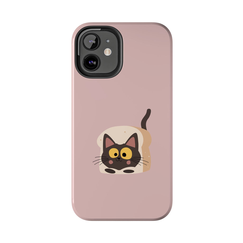 Tough Phone Case — Cute Black Cat in Bread Illustration (Protective iPhone Case)