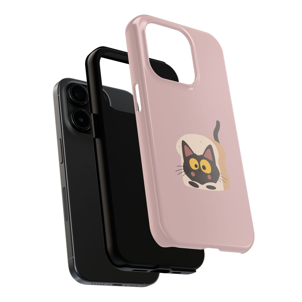 Tough Phone Case — Cute Black Cat in Bread Illustration (Protective iPhone Case)