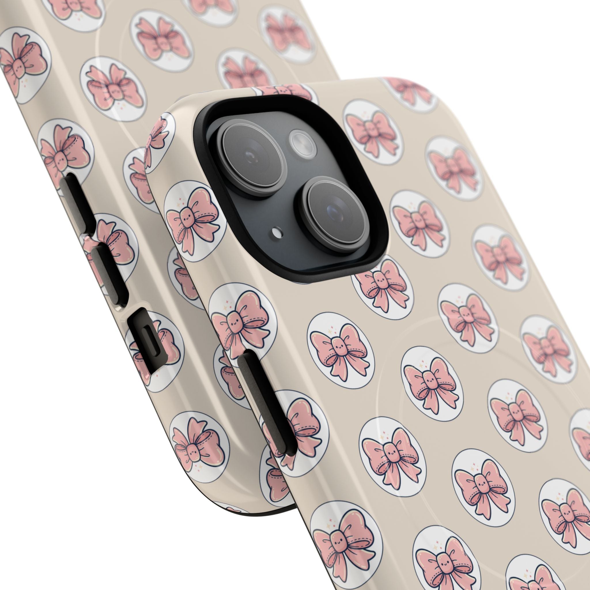 Pink Bow Pattern Tough Magnetic Phone Case — Cute Girly Magnetic Protective Case