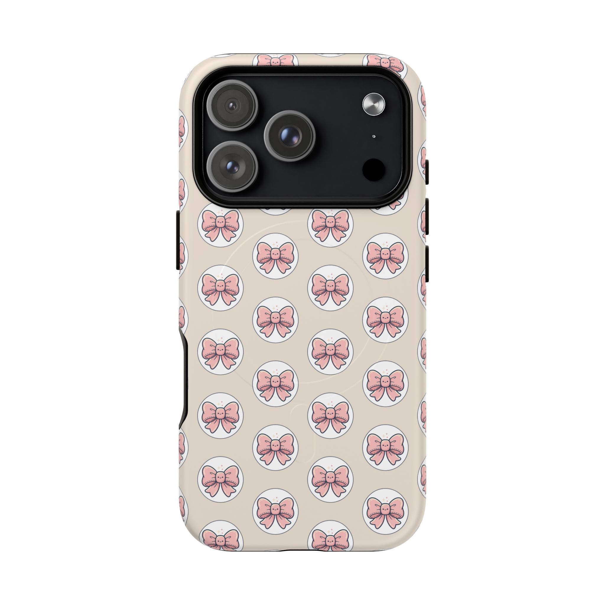 Pink Bow Pattern Tough Magnetic Phone Case — Cute Girly Magnetic Protective Case