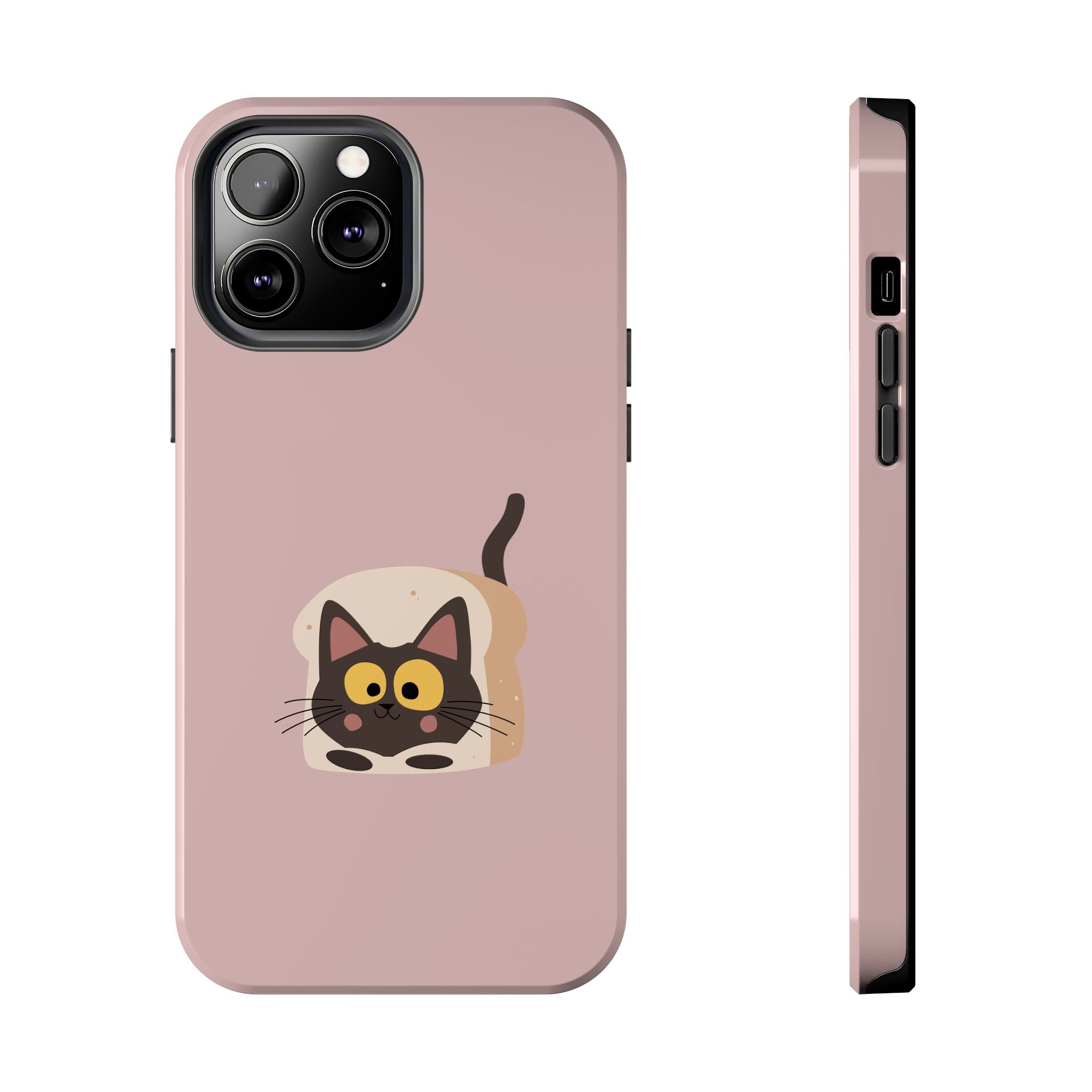 Tough Phone Case — Cute Black Cat in Bread Illustration (Protective iPhone Case)