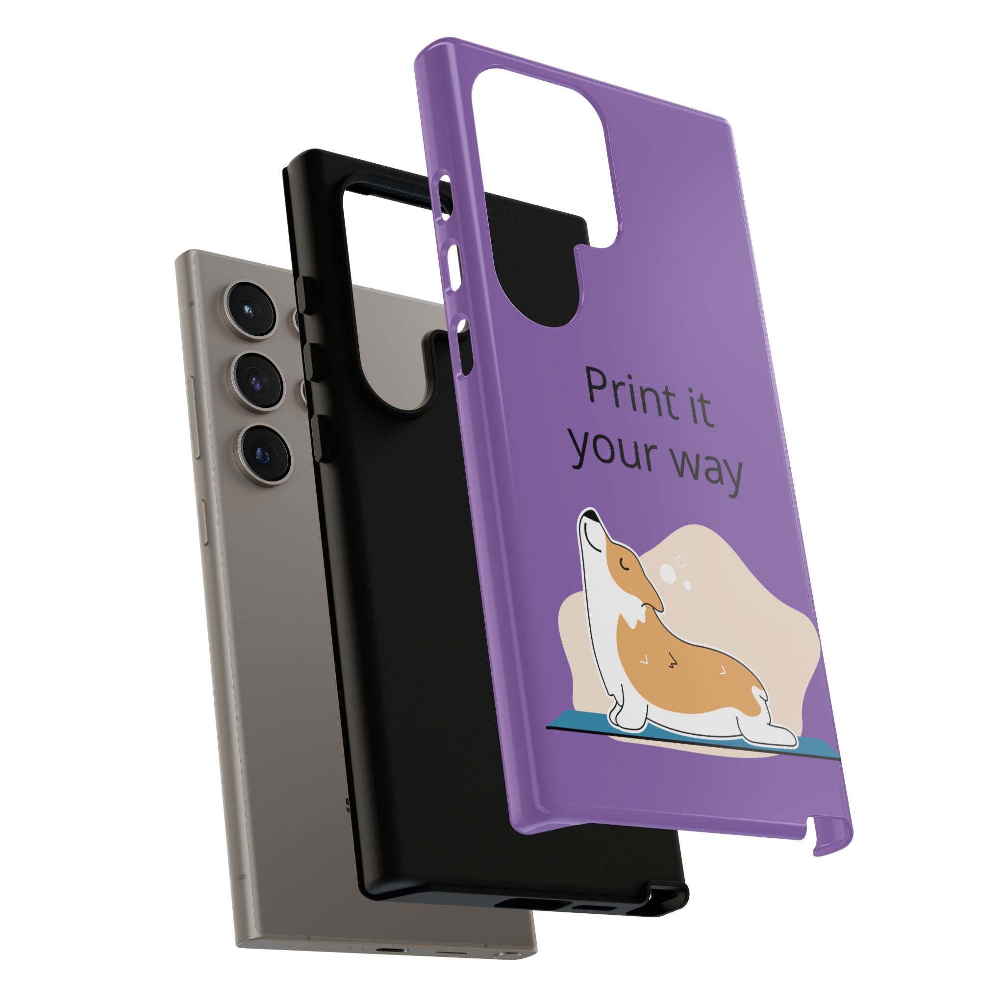 Corgi Stretch Phone Case – "Print it your way" Purple Protective Case