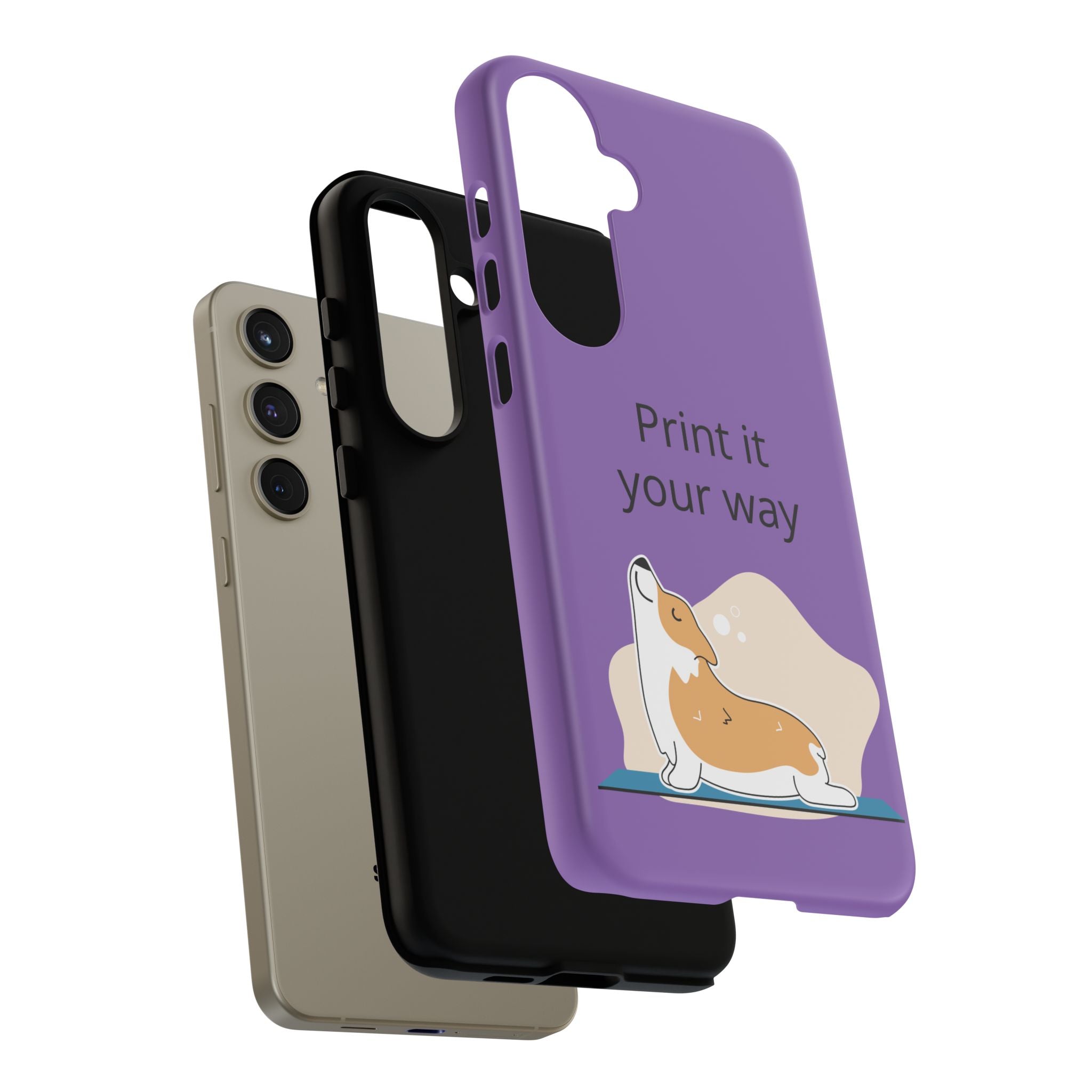 Corgi Stretch Phone Case – "Print it your way" Purple Protective Case
