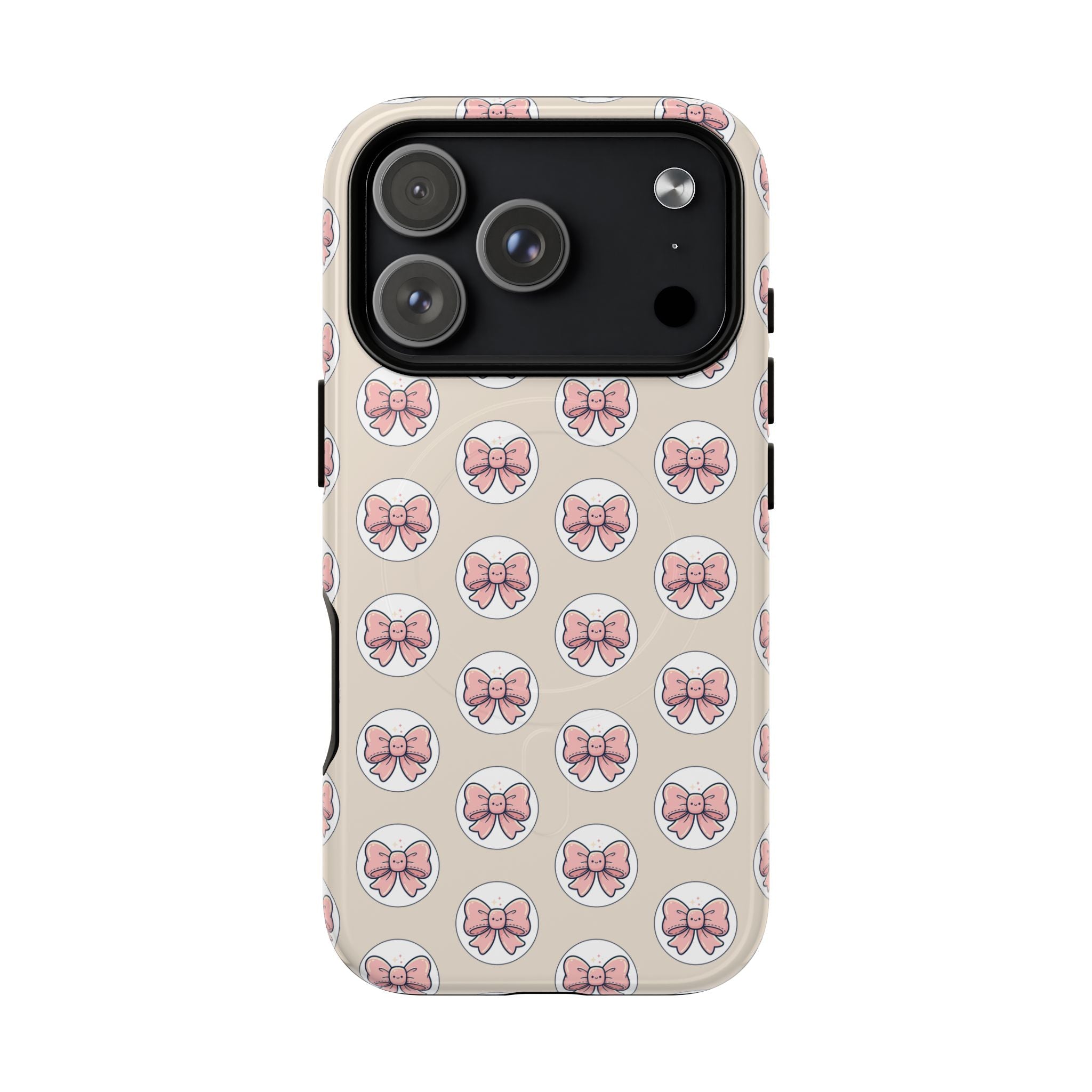 Pink Bow Pattern Tough Magnetic Phone Case — Cute Girly Magnetic Protective Case