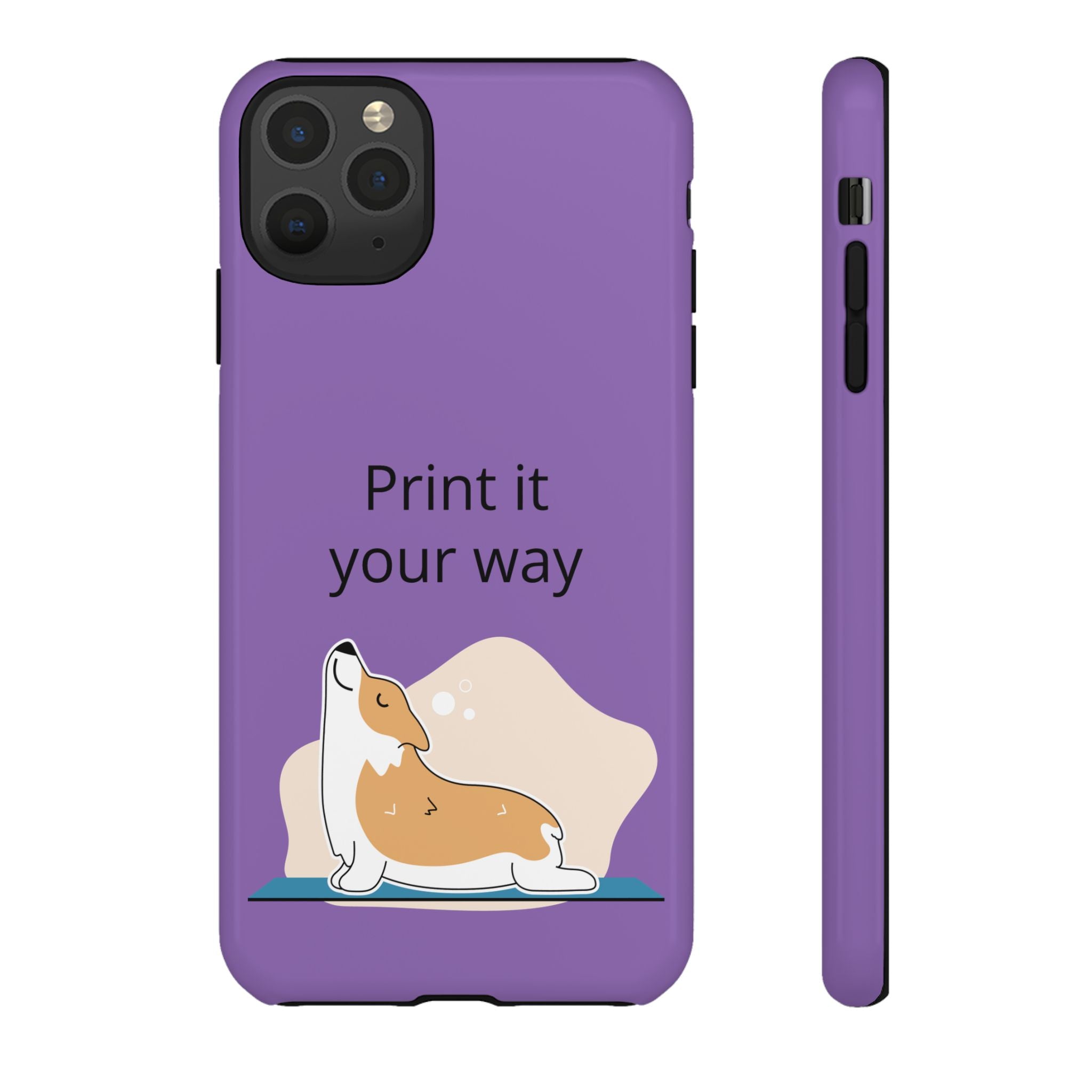 Corgi Stretch Phone Case – "Print it your way" Purple Protective Case