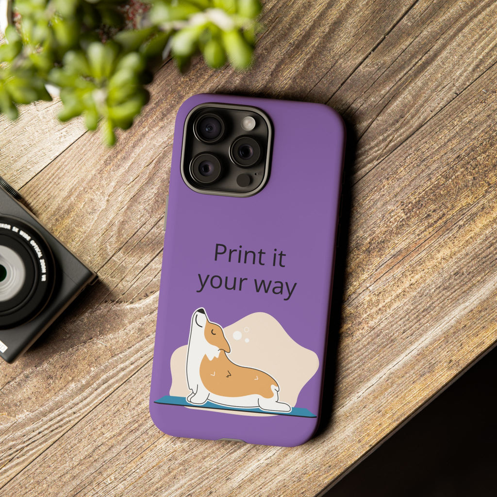 Corgi Stretch Phone Case – "Print it your way" Purple Protective Case