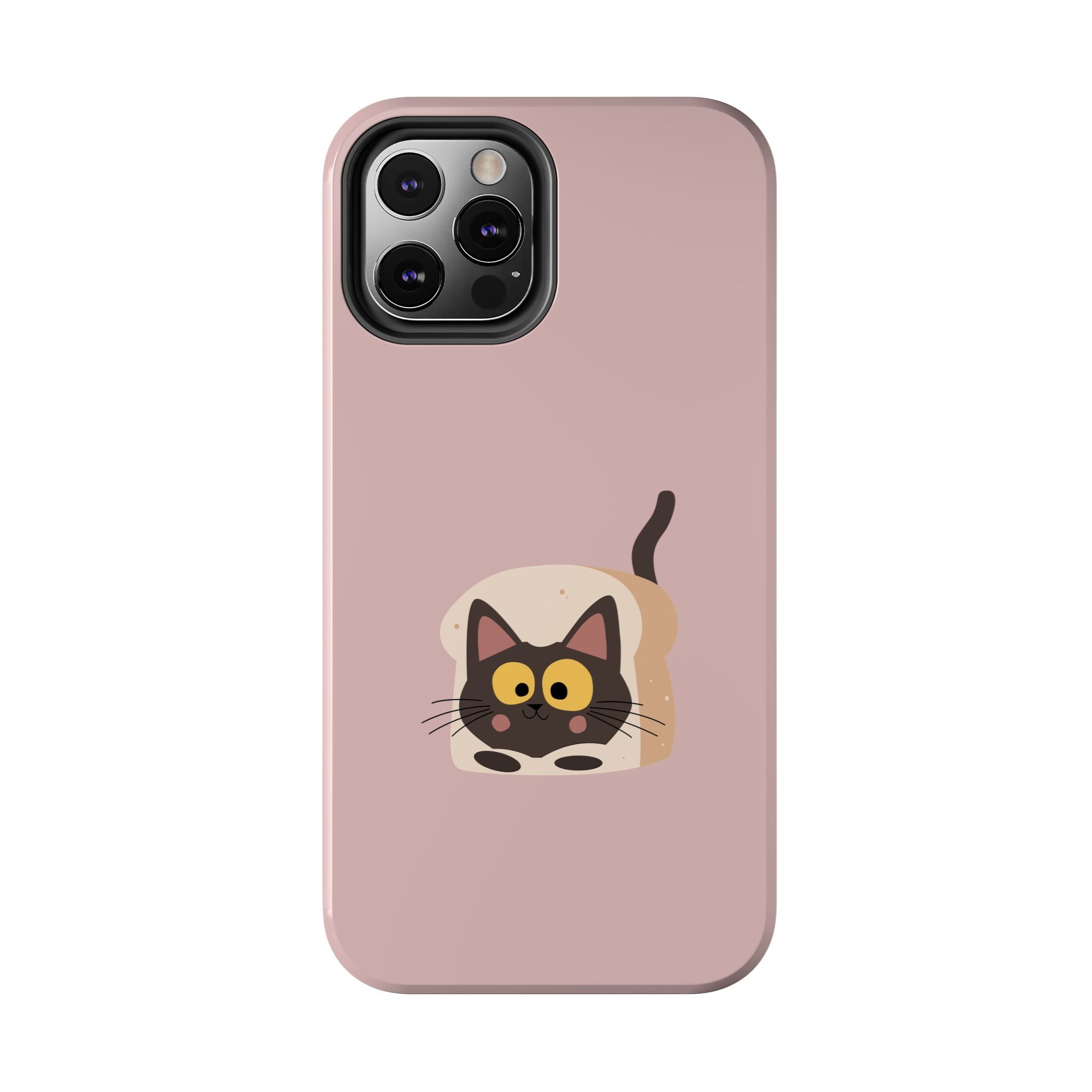 Tough Phone Case — Cute Black Cat in Bread Illustration (Protective iPhone Case)