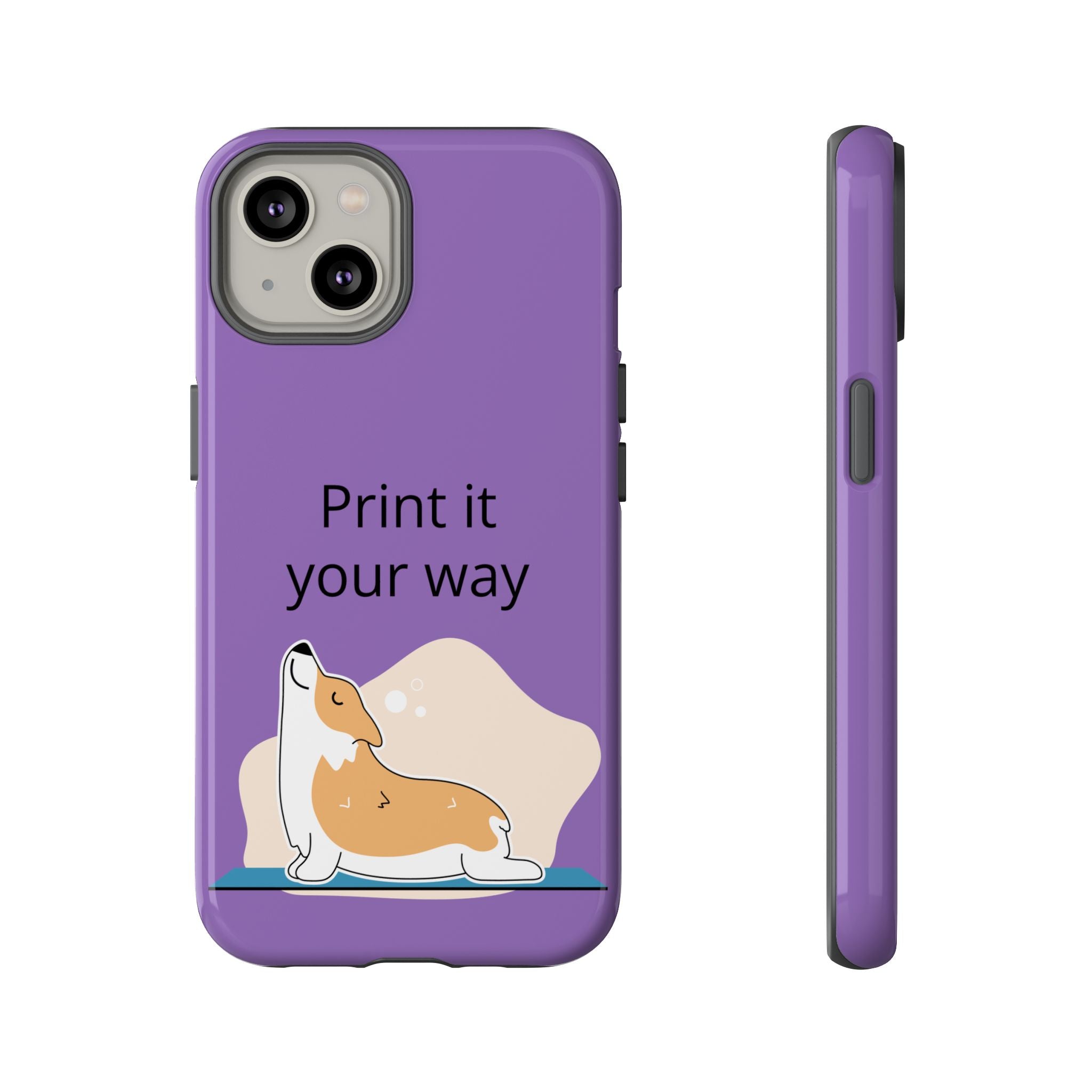 Corgi Stretch Phone Case – "Print it your way" Purple Protective Case