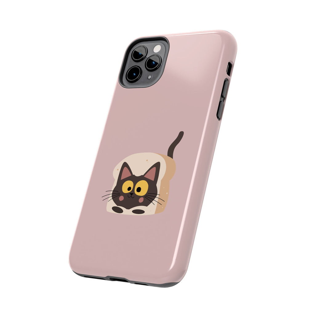 Tough Phone Case — Cute Black Cat in Bread Illustration (Protective iPhone Case)