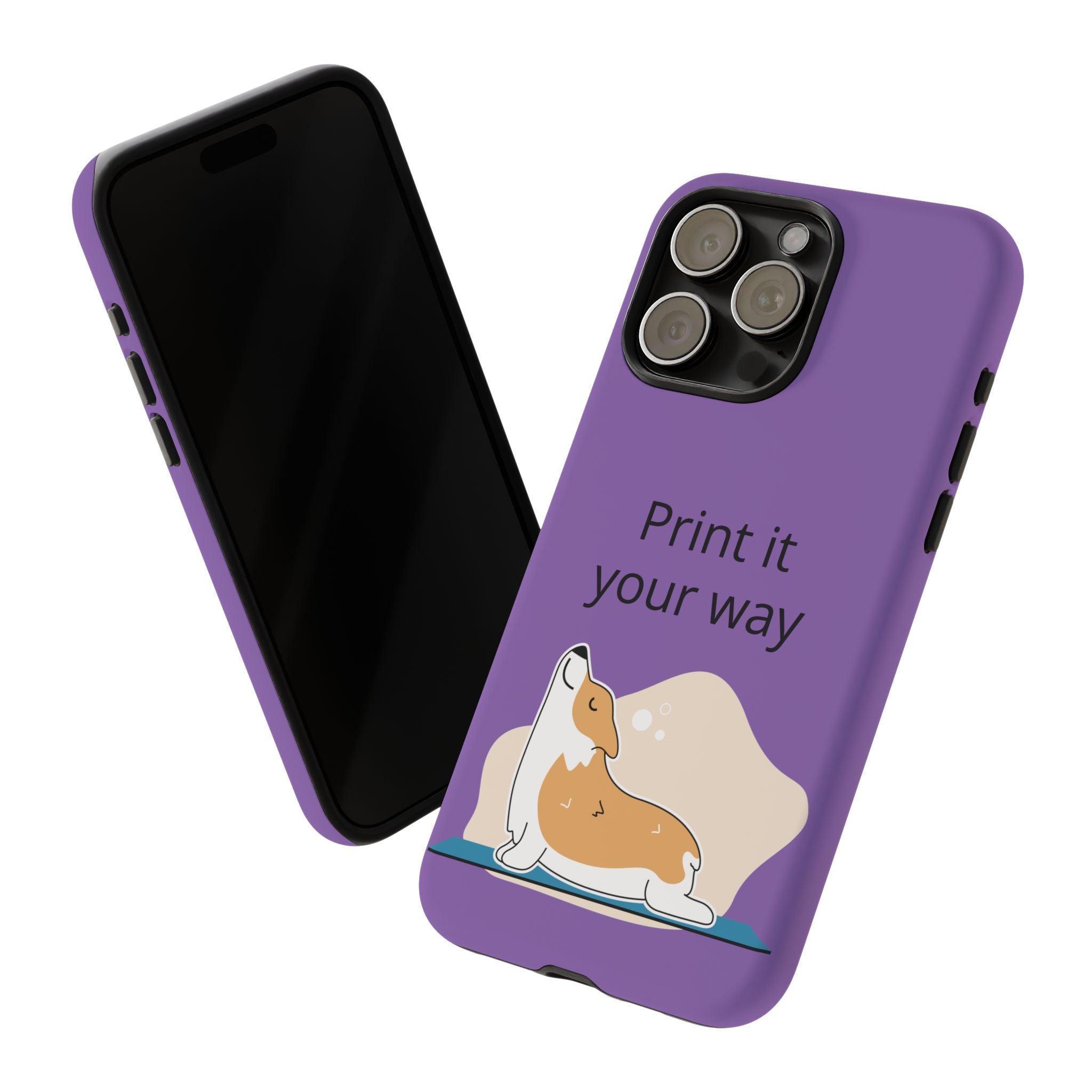 Corgi Stretch Phone Case – "Print it your way" Purple Protective Case