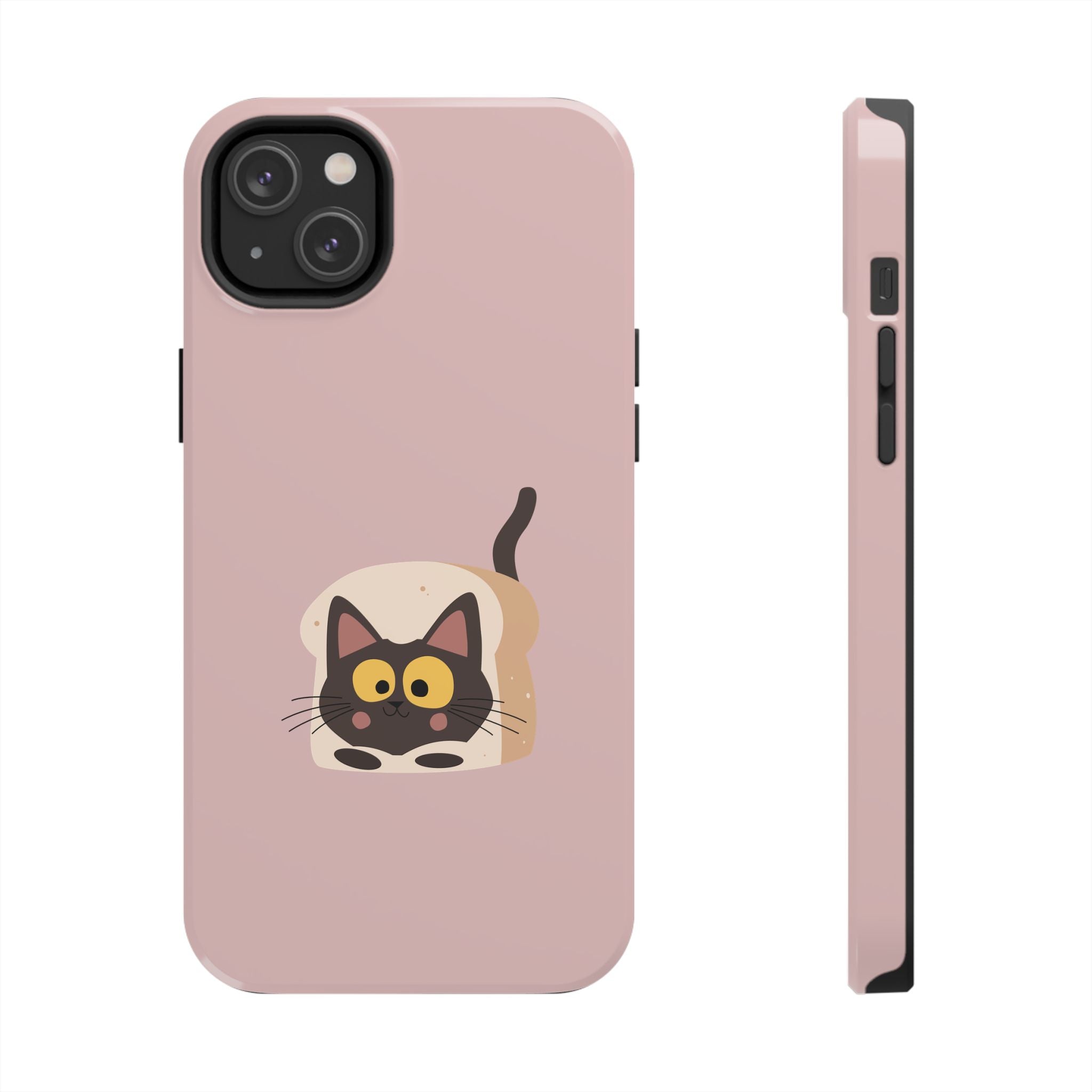 Tough Phone Case — Cute Black Cat in Bread Illustration (Protective iPhone Case)