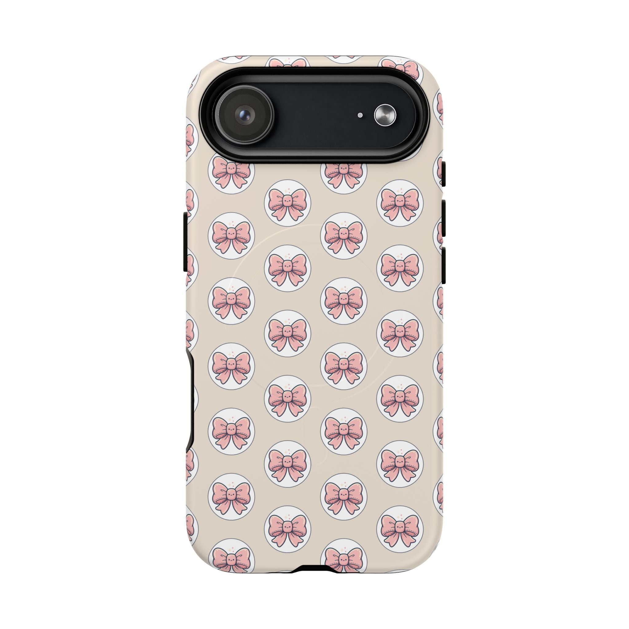 Pink Bow Pattern Tough Magnetic Phone Case — Cute Girly Magnetic Protective Case