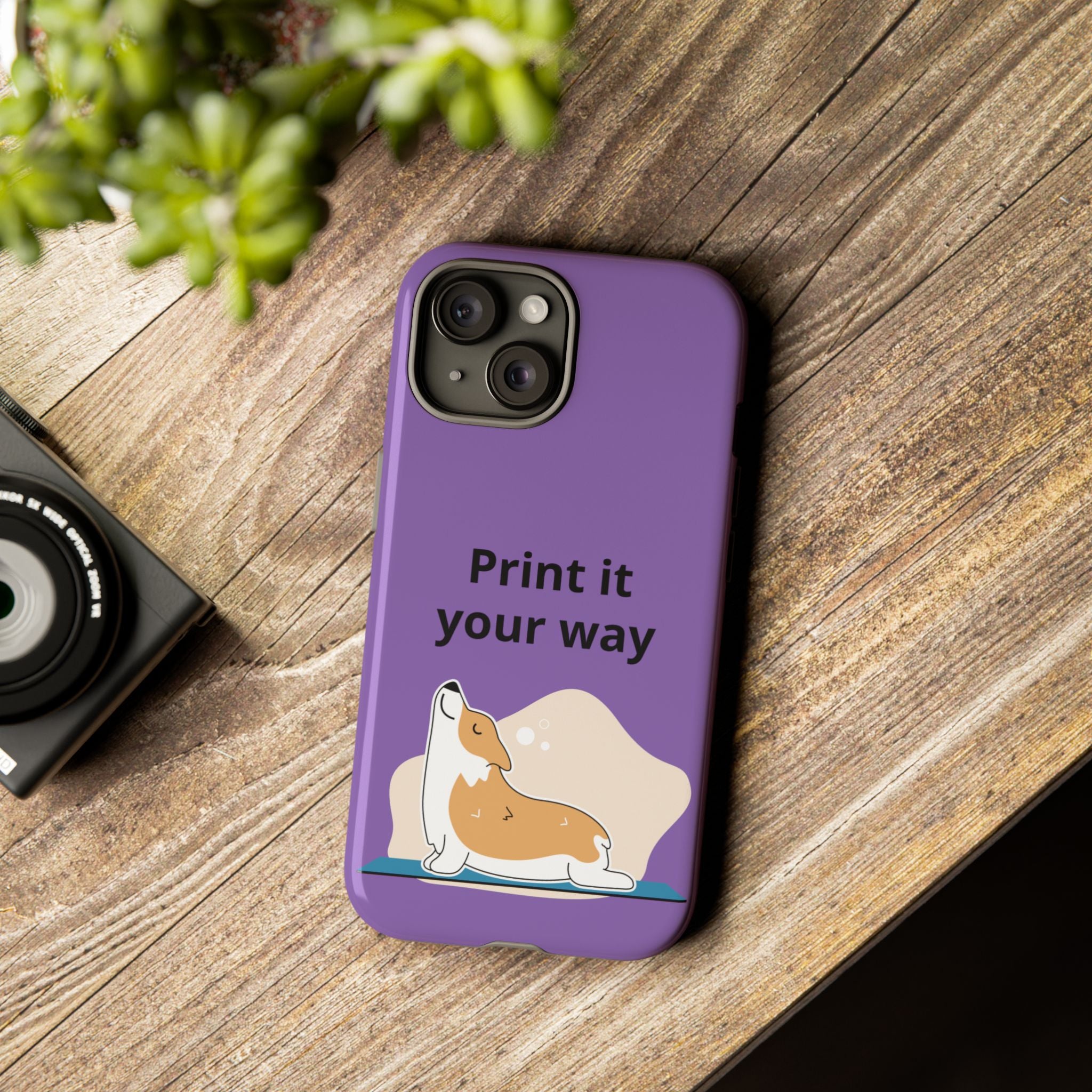 Corgi Stretch Phone Case – "Print it your way" Purple Protective Case