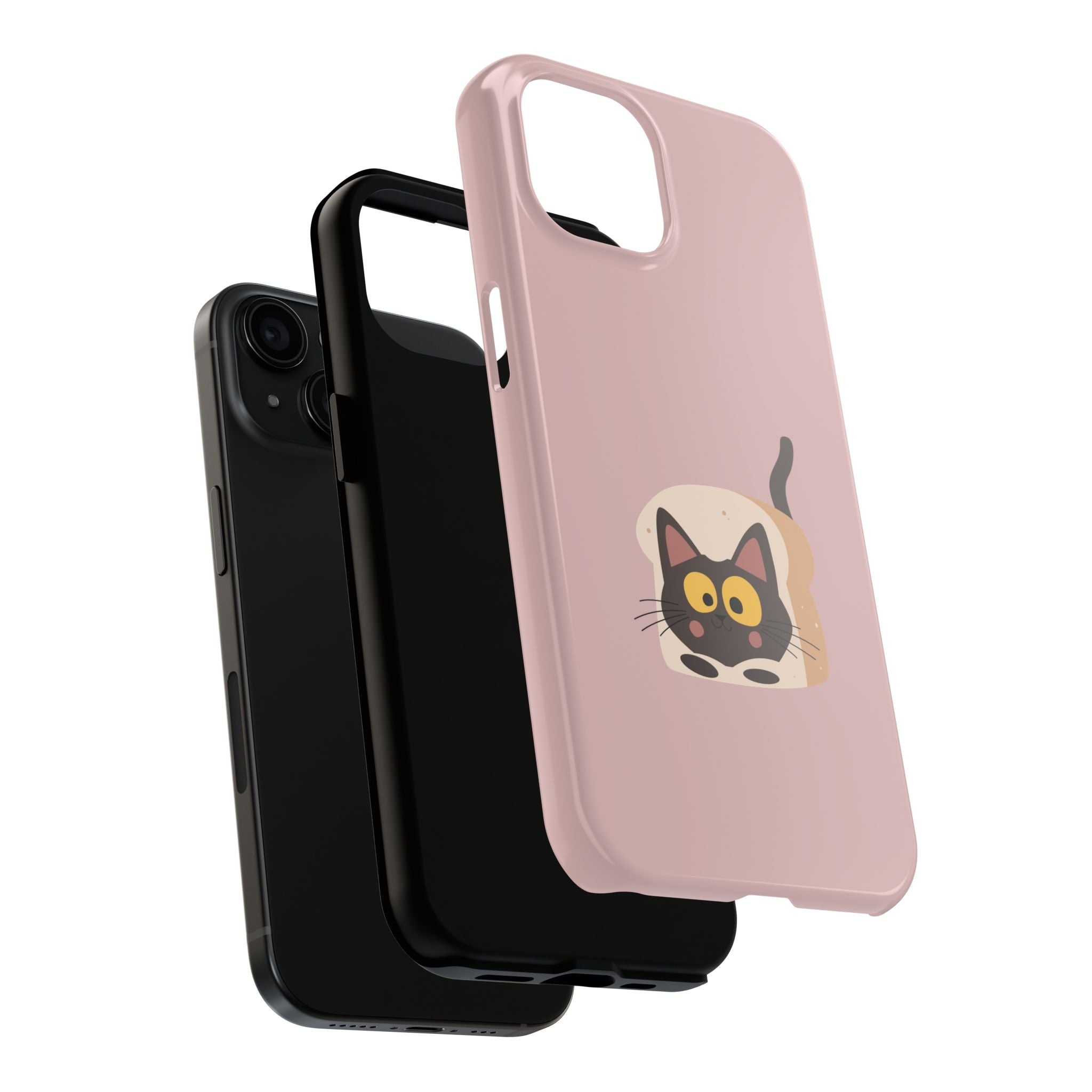 Tough Phone Case — Cute Black Cat in Bread Illustration (Protective iPhone Case)