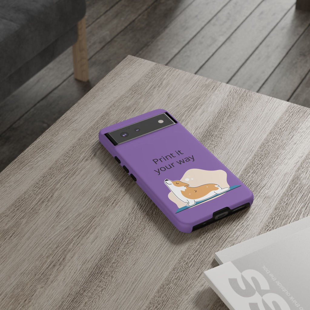 Corgi Stretch Phone Case – "Print it your way" Purple Protective Case