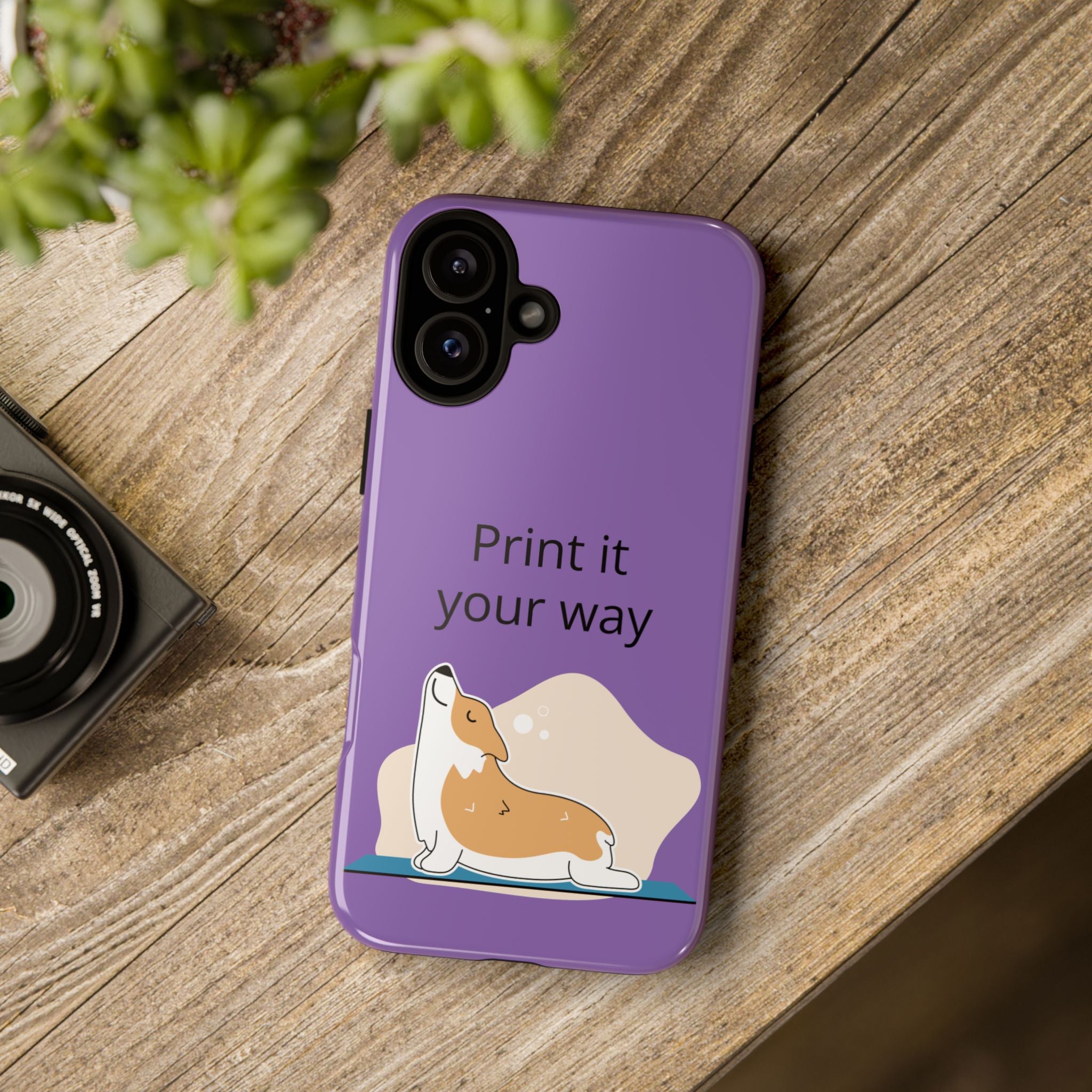 Corgi Stretch Phone Case – "Print it your way" Purple Protective Case
