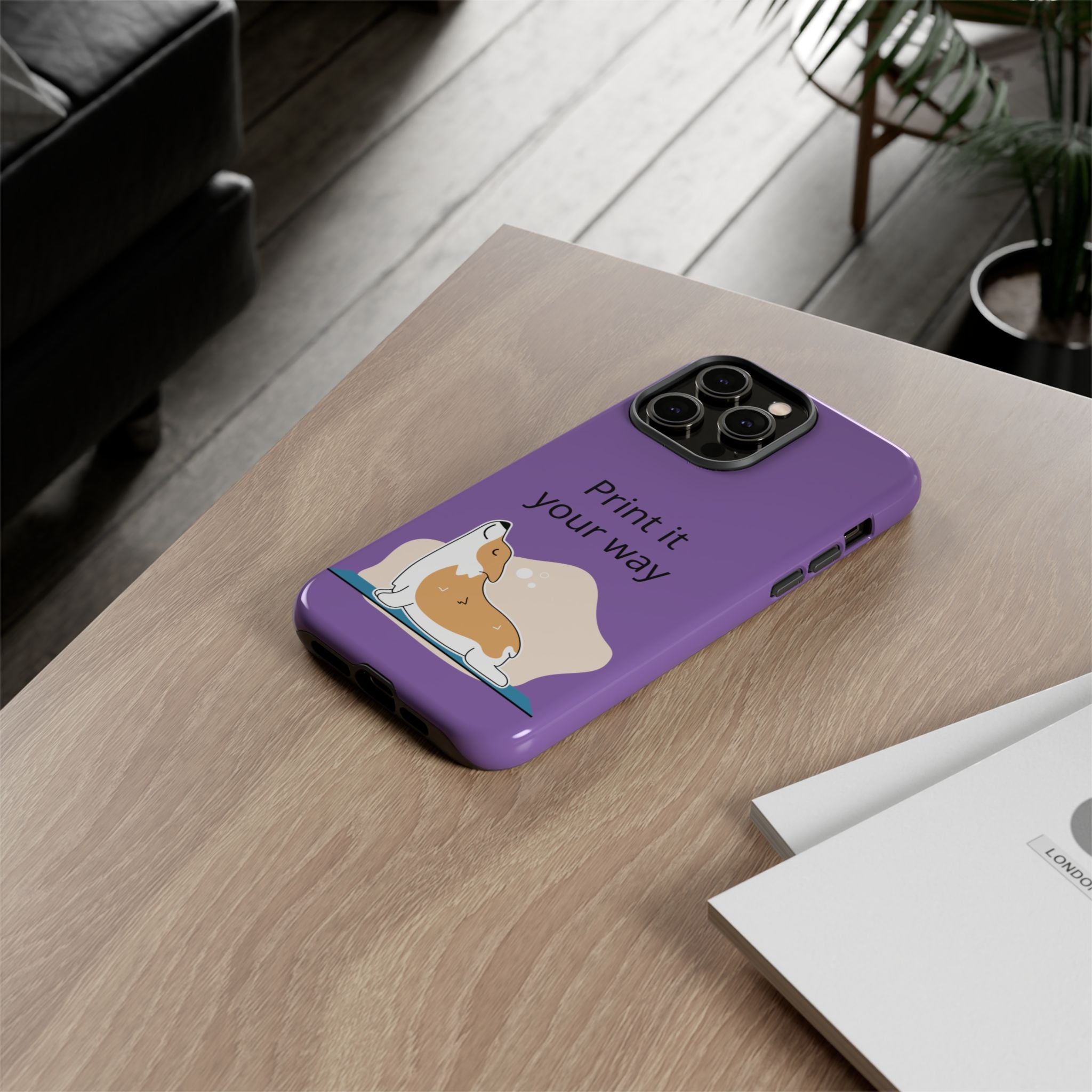 Corgi Stretch Phone Case – "Print it your way" Purple Protective Case