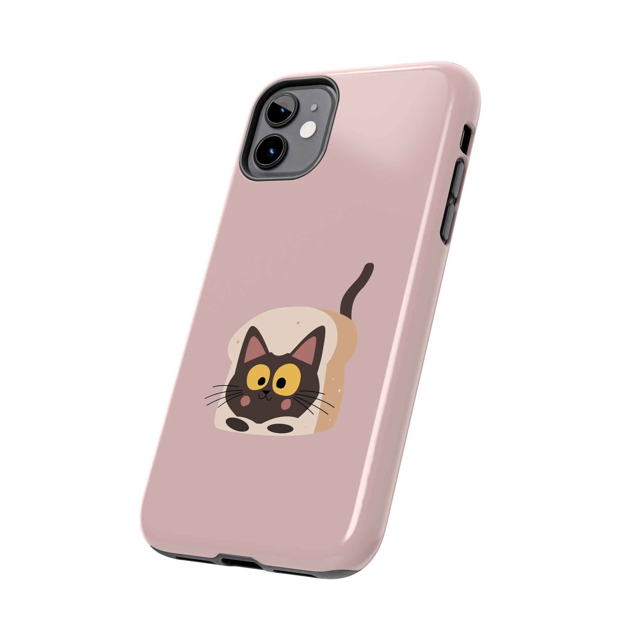 Tough Phone Case — Cute Black Cat in Bread Illustration (Protective iPhone Case)