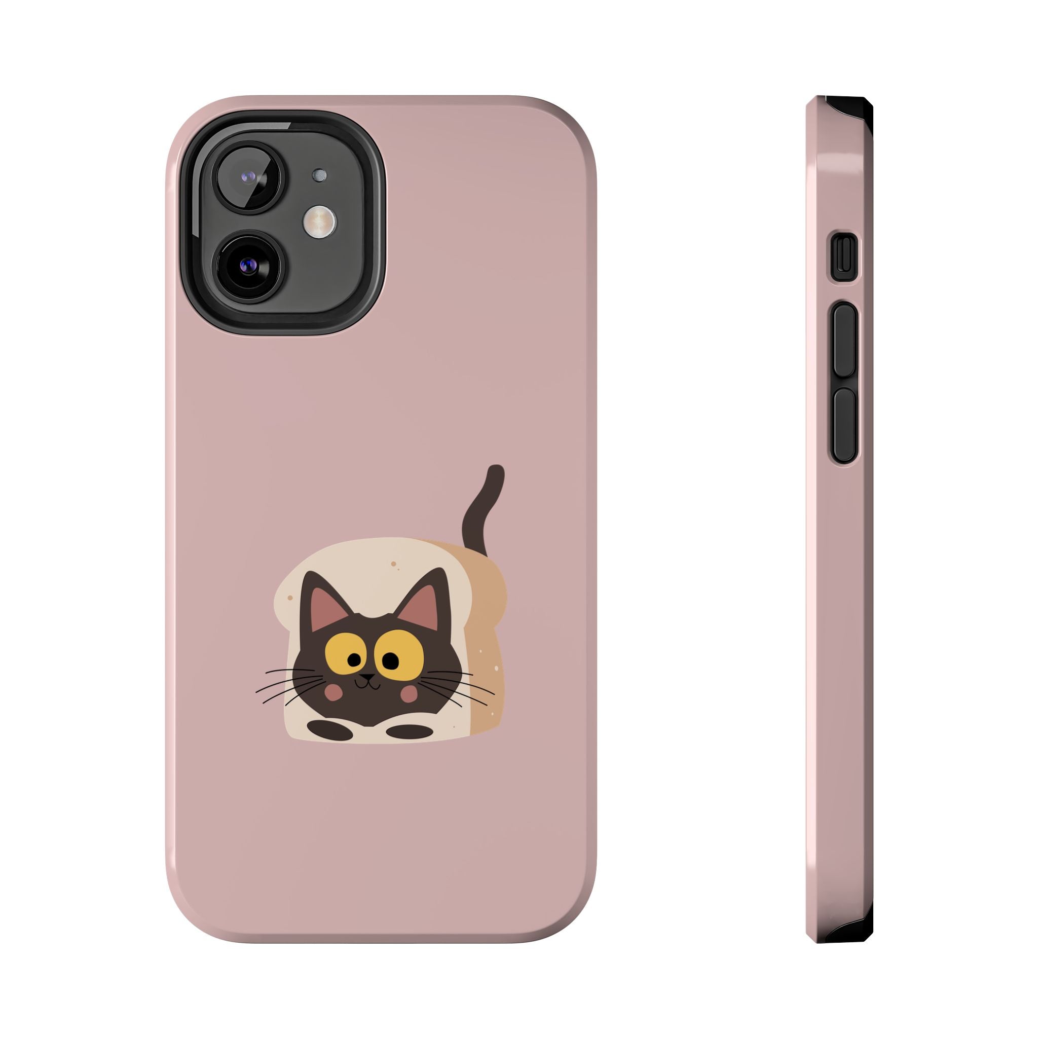 Tough Phone Case — Cute Black Cat in Bread Illustration (Protective iPhone Case)