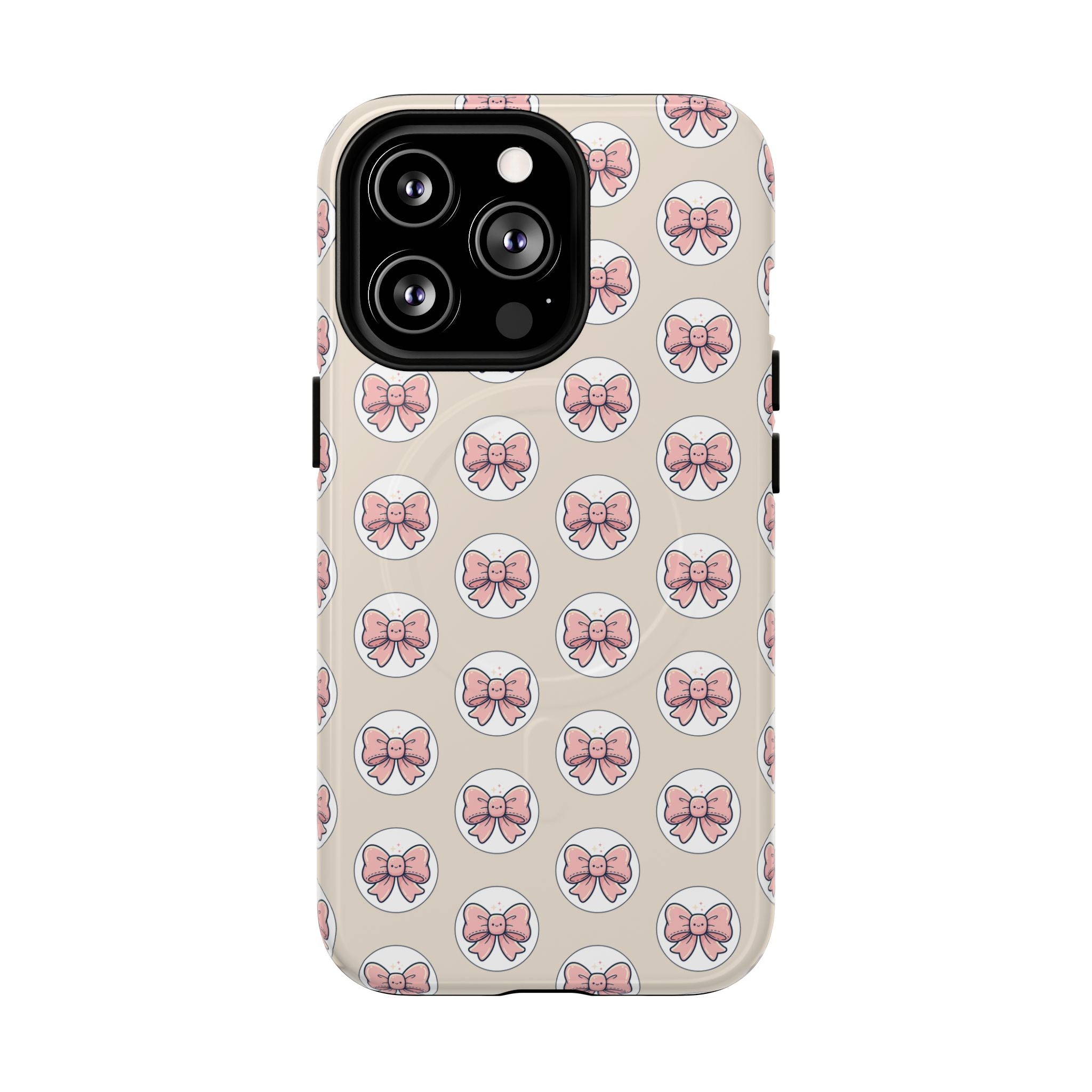 Pink Bow Pattern Tough Magnetic Phone Case — Cute Girly Magnetic Protective Case