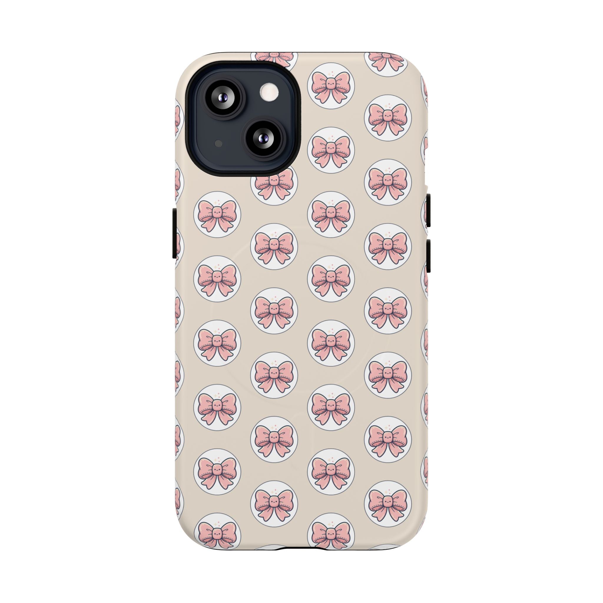 Pink Bow Pattern Tough Magnetic Phone Case — Cute Girly Magnetic Protective Case