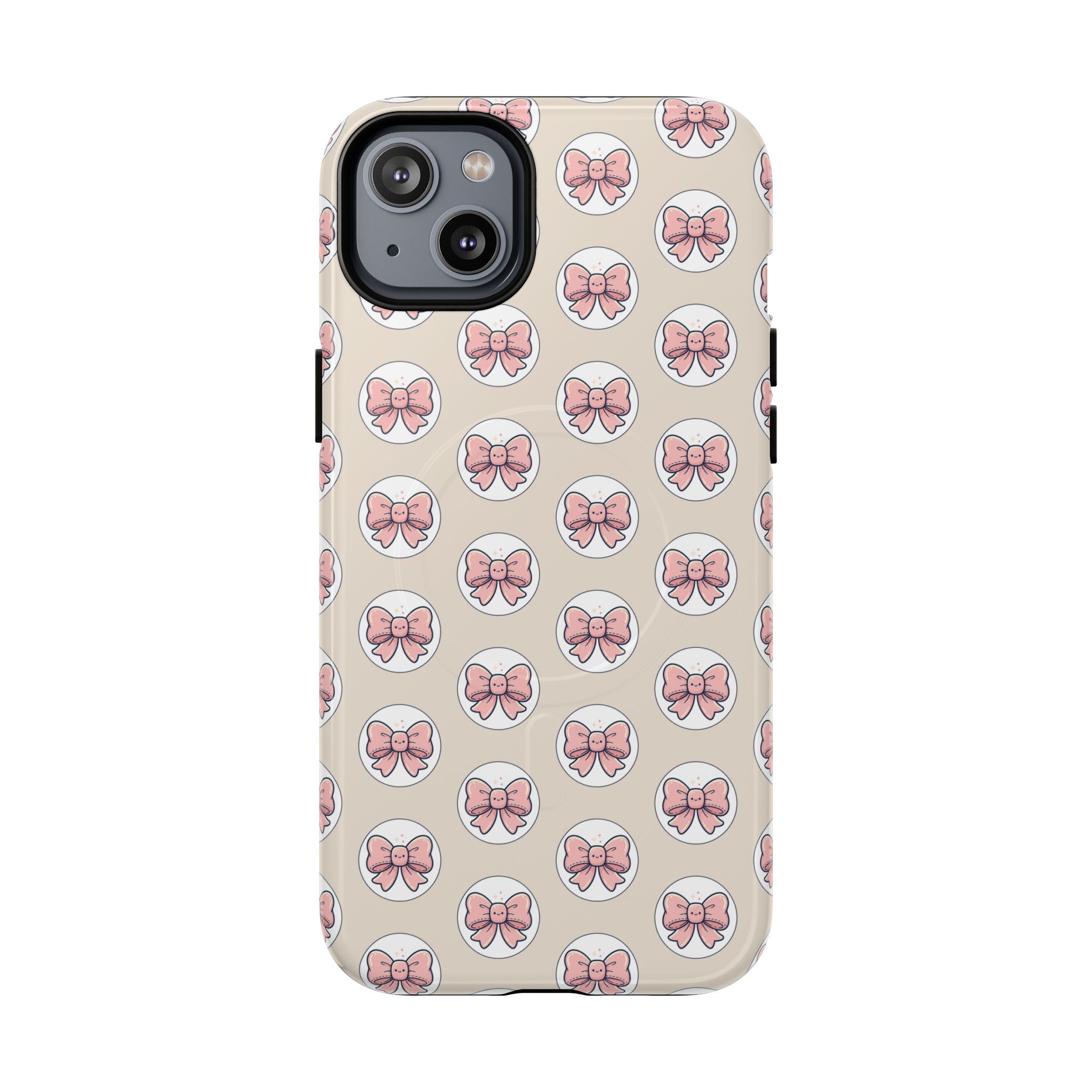 Pink Bow Pattern Tough Magnetic Phone Case — Cute Girly Magnetic Protective Case