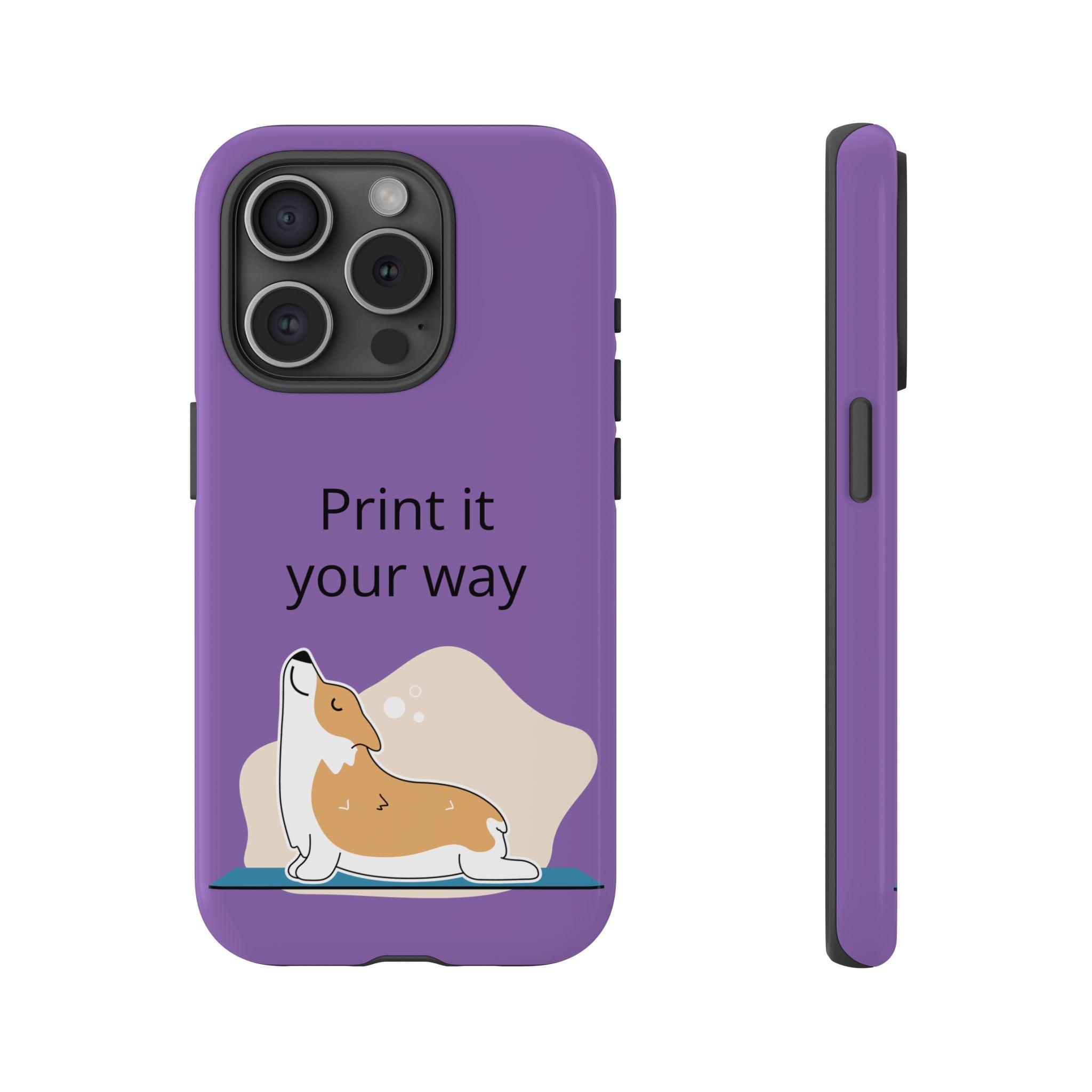 Corgi Stretch Phone Case – "Print it your way" Purple Protective Case