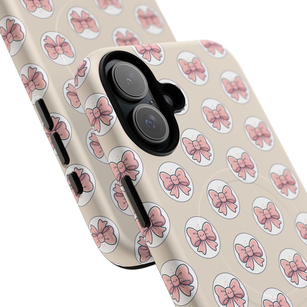 Pink Bow Pattern Tough Magnetic Phone Case — Cute Girly Magnetic Protective Case