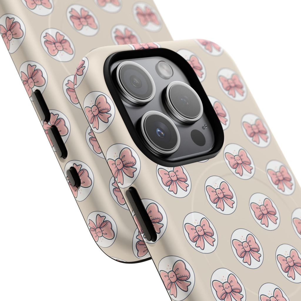 Pink Bow Pattern Tough Magnetic Phone Case — Cute Girly Magnetic Protective Case