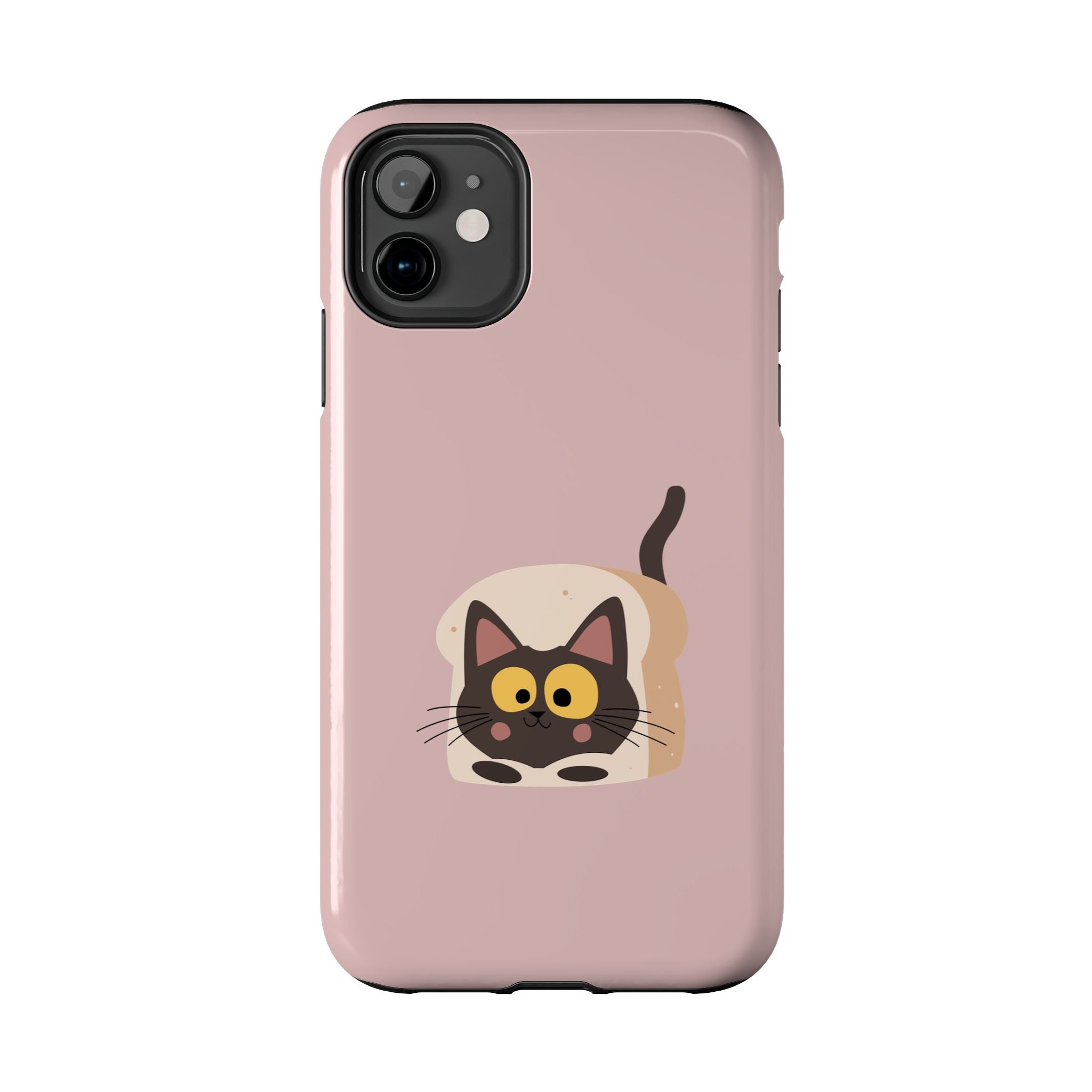 Tough Phone Case — Cute Black Cat in Bread Illustration (Protective iPhone Case)