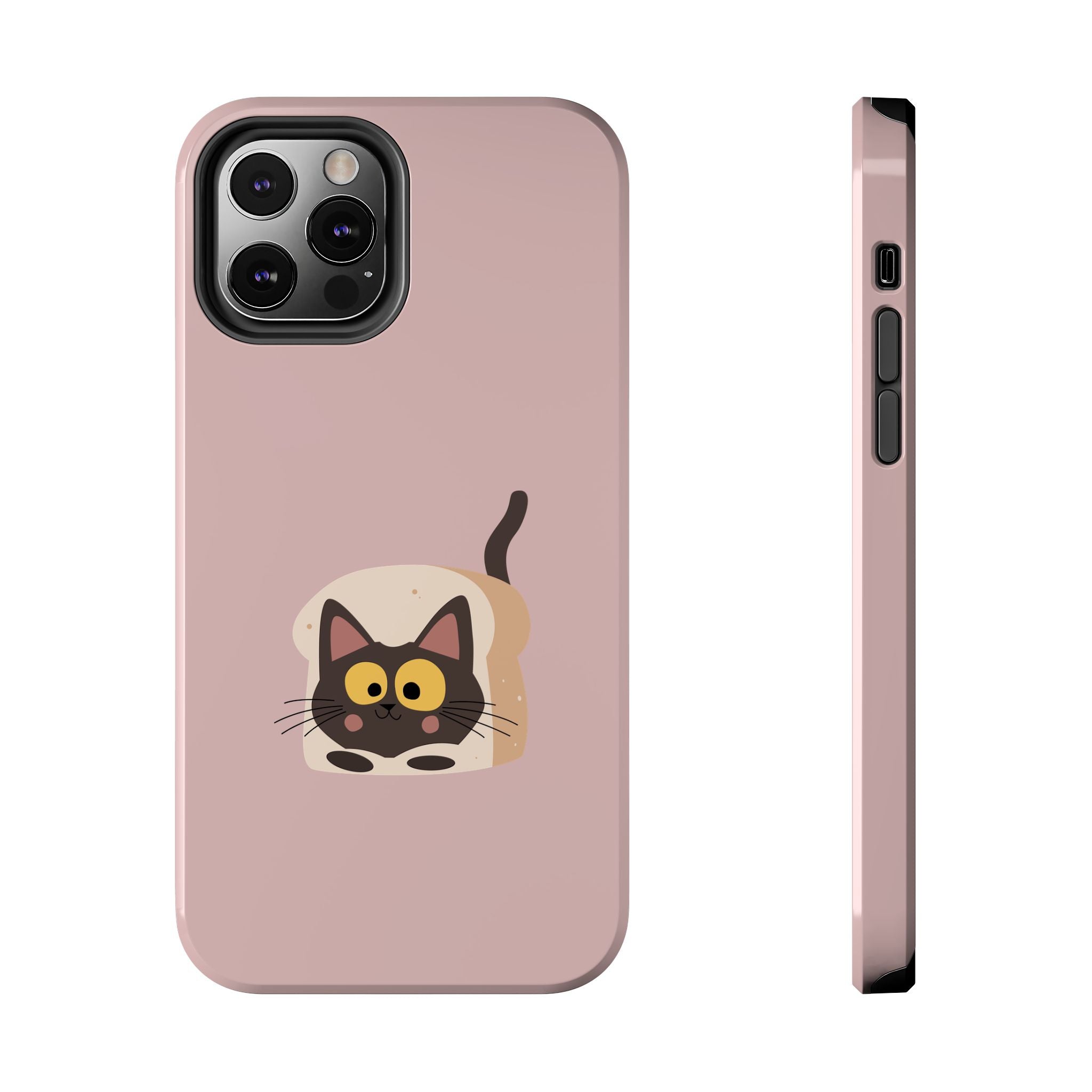 Tough Phone Case — Cute Black Cat in Bread Illustration (Protective iPhone Case)
