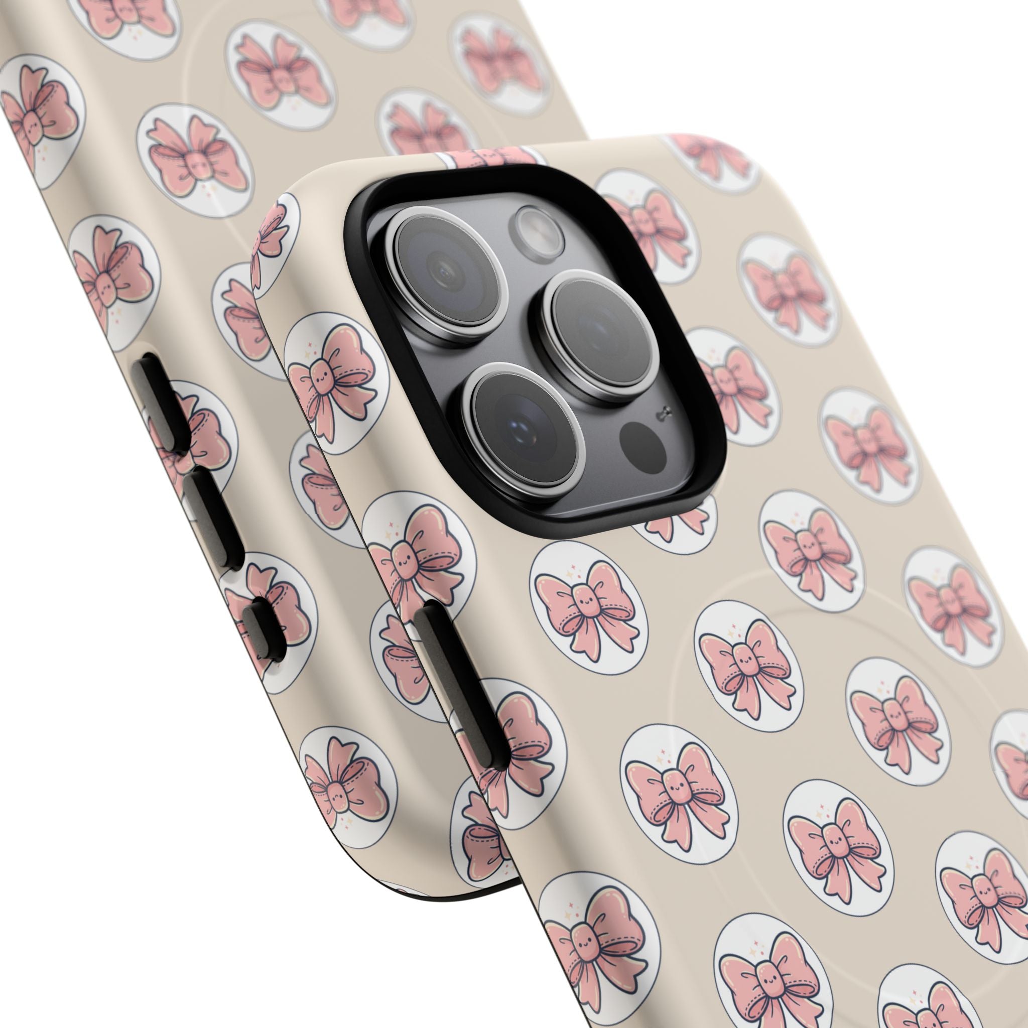 Pink Bow Pattern Tough Magnetic Phone Case — Cute Girly Magnetic Protective Case