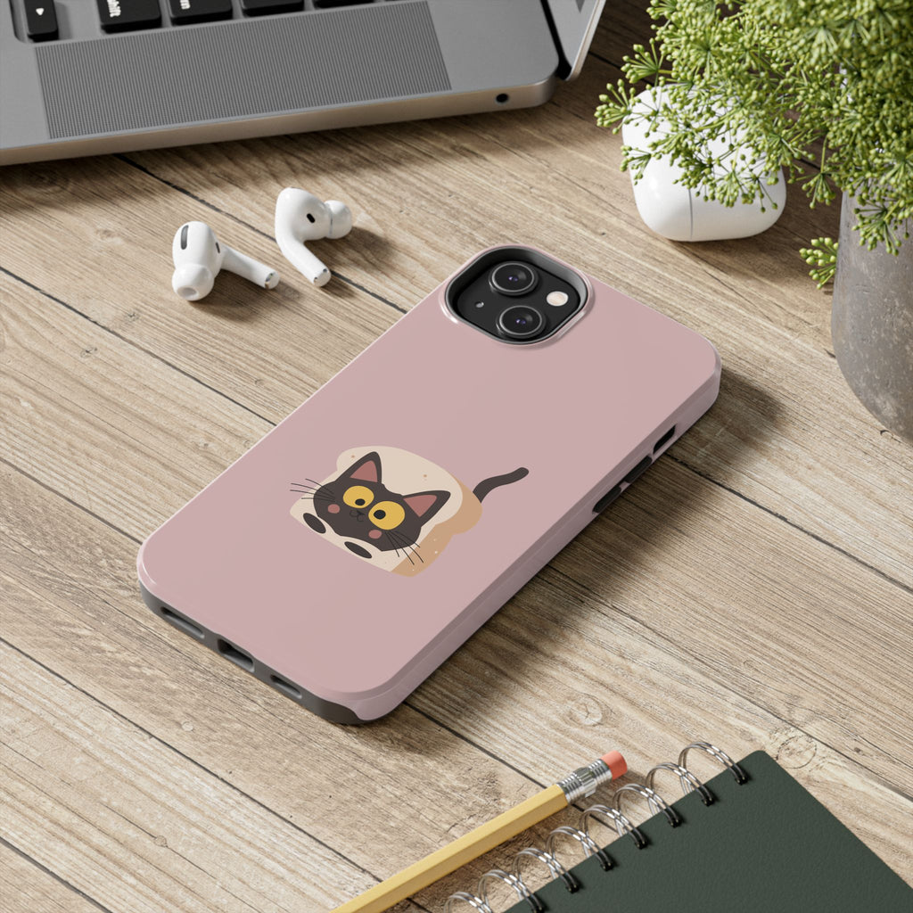 Tough Phone Case — Cute Black Cat in Bread Illustration (Protective iPhone Case)