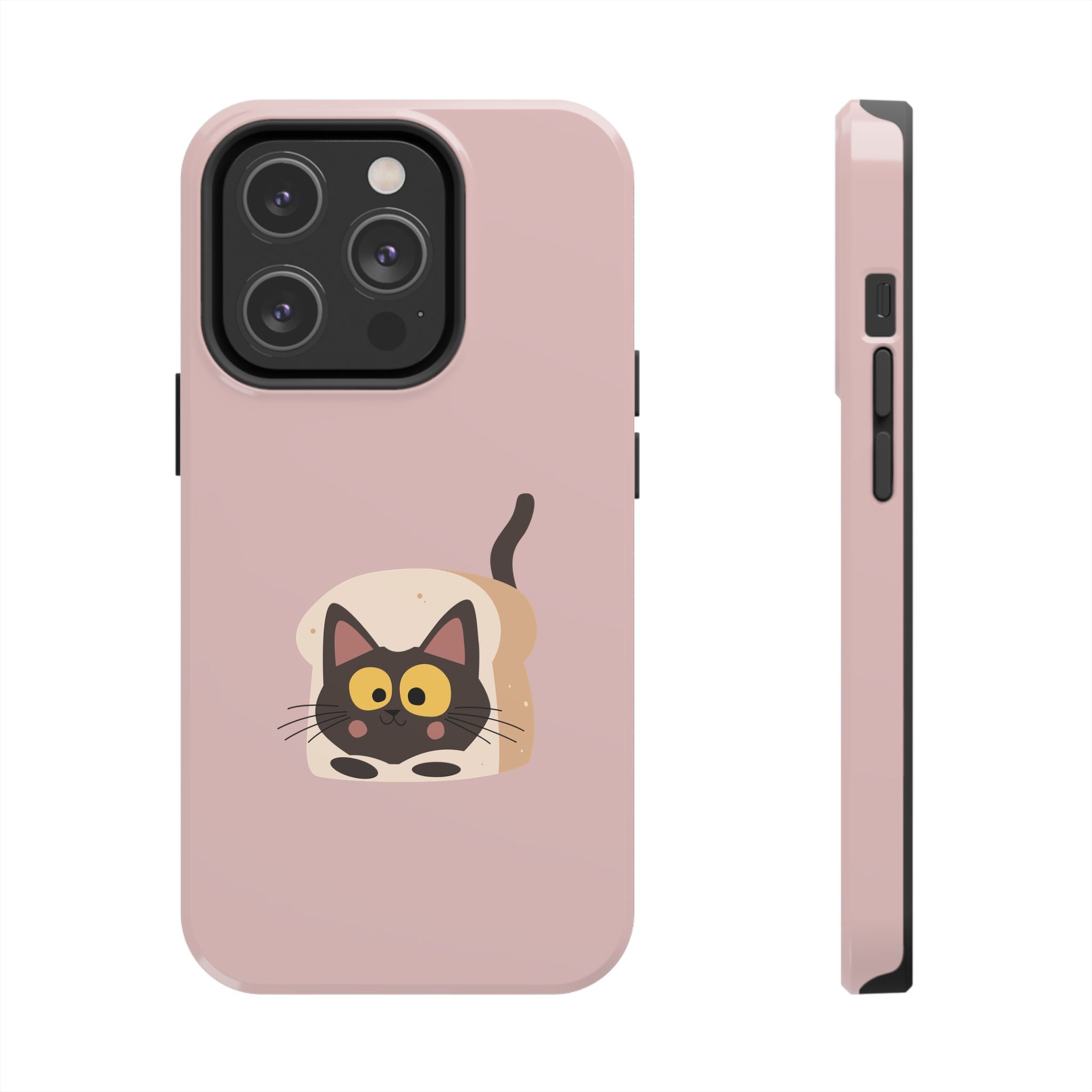Tough Phone Case — Cute Black Cat in Bread Illustration (Protective iPhone Case)