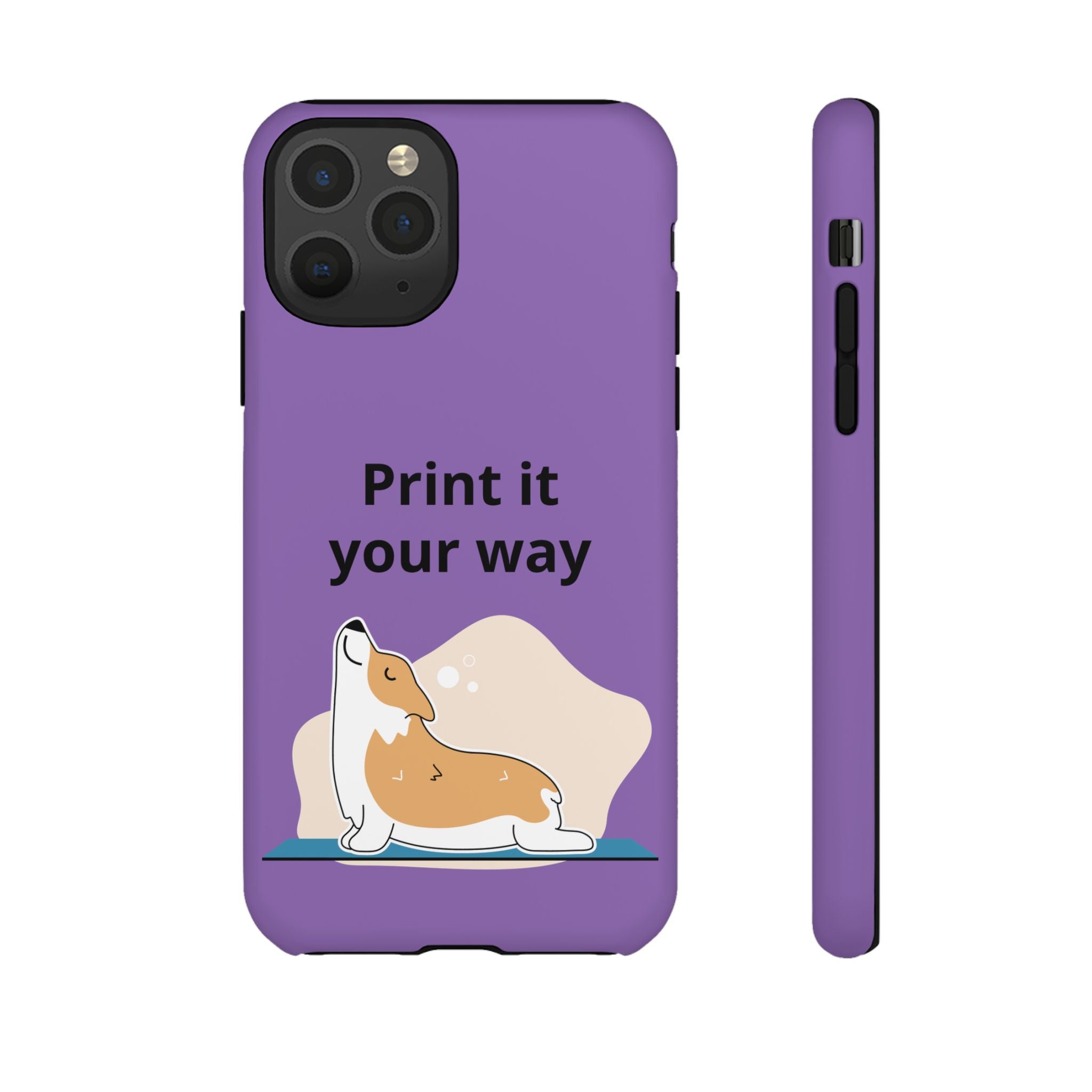 Corgi Stretch Phone Case – "Print it your way" Purple Protective Case