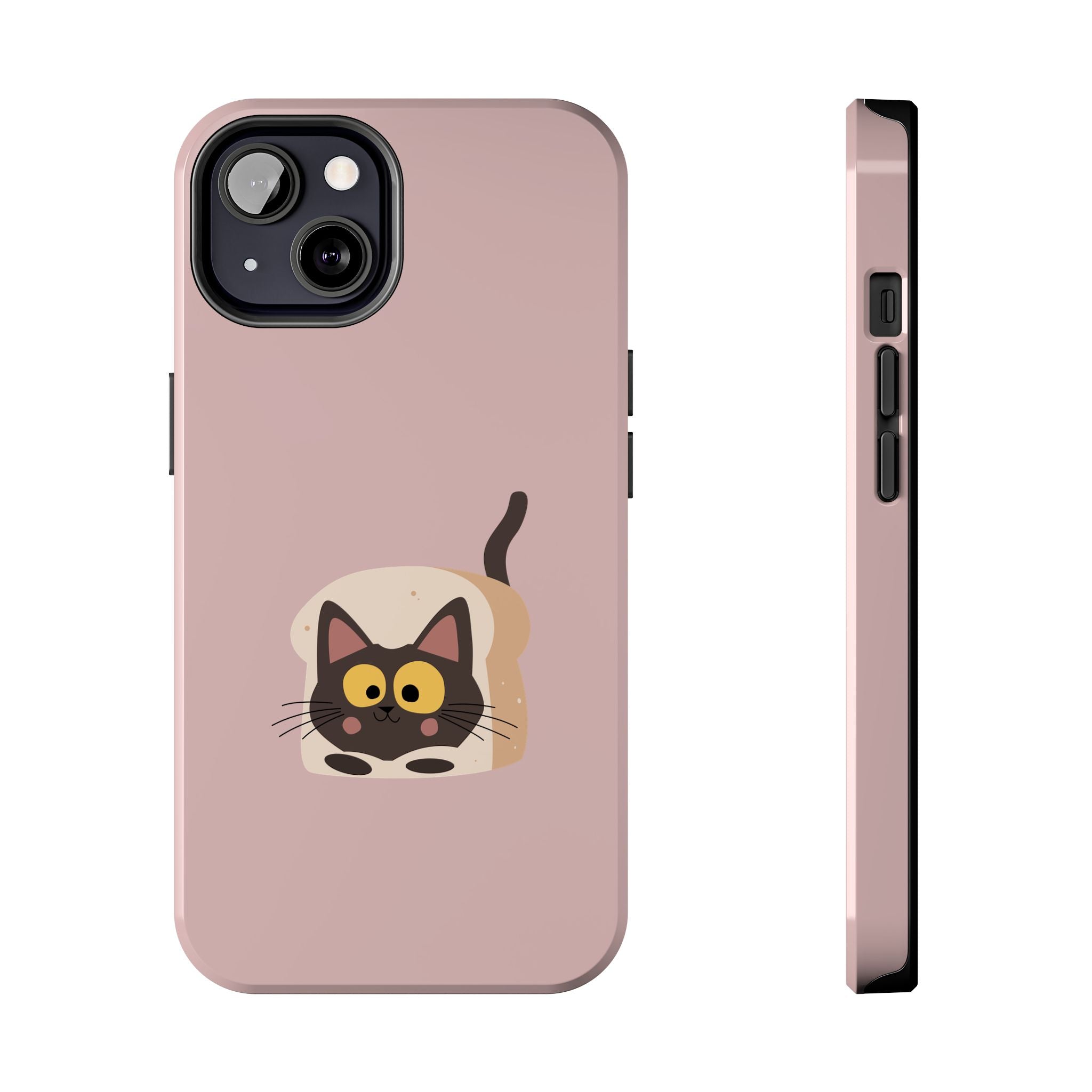 Tough Phone Case — Cute Black Cat in Bread Illustration (Protective iPhone Case)