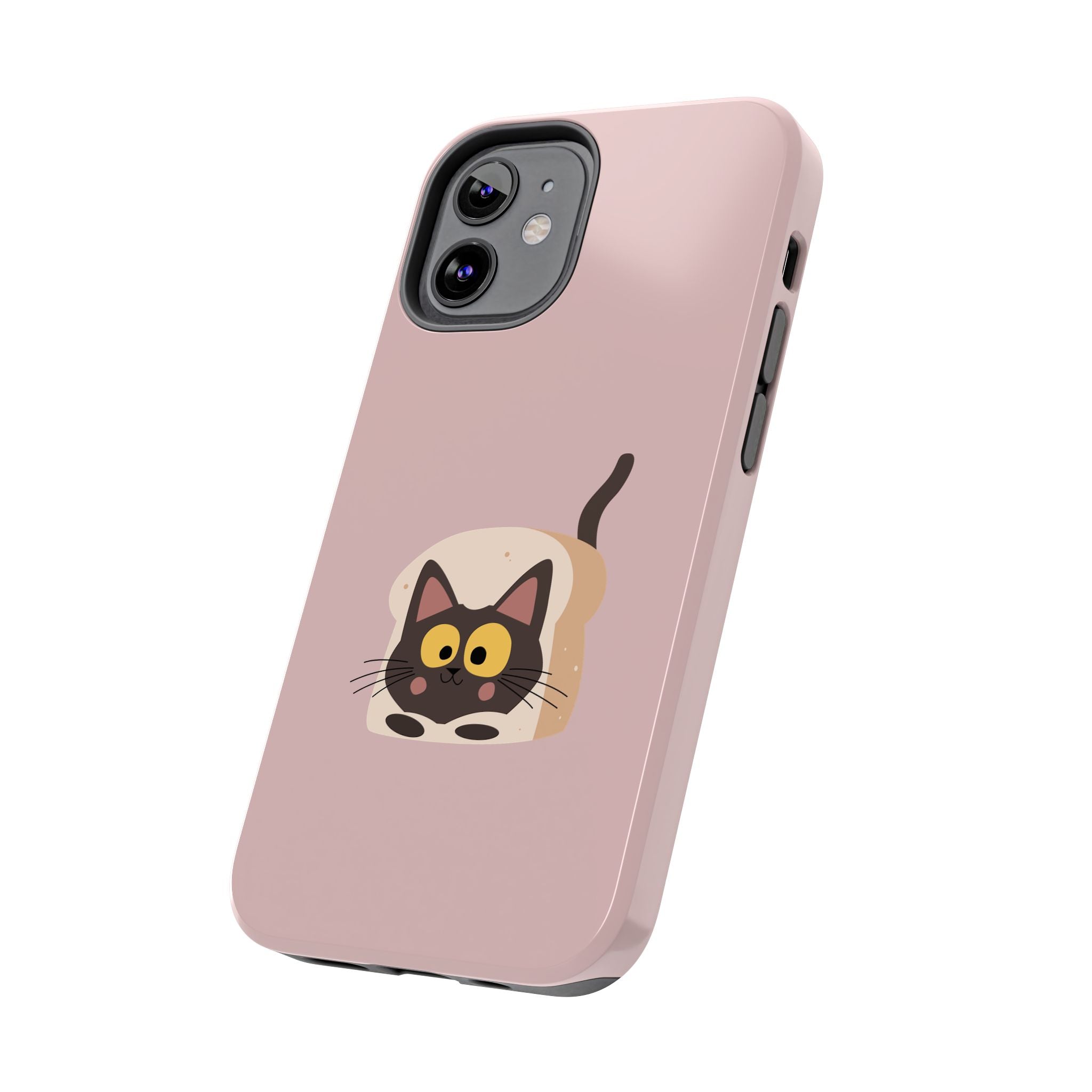 Tough Phone Case — Cute Black Cat in Bread Illustration (Protective iPhone Case)